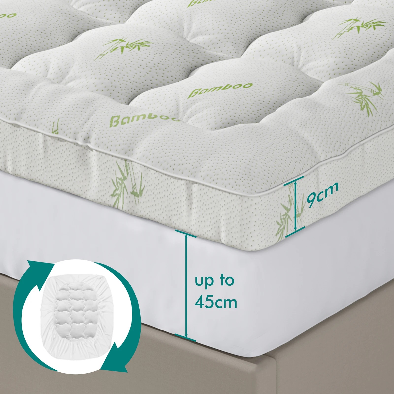 7 Starry Eucalypt Bamboo Fibre Pillowtop Mattress Topper Underlay Pad 9cm - Double Bed, 7 of 8