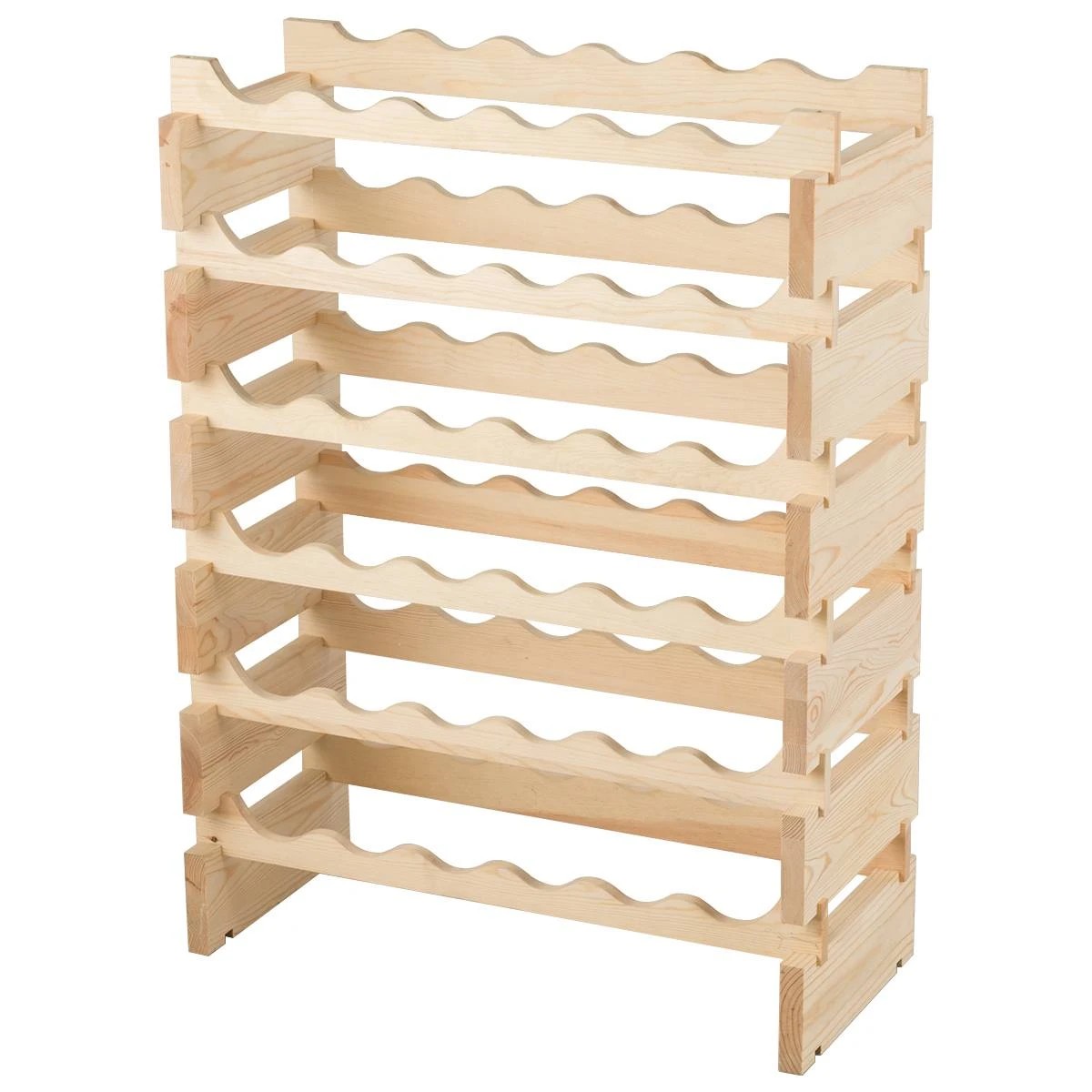 1 Costway 6-tier Modular Wine Rack Pine Wood Display Shelf, 1 of 3