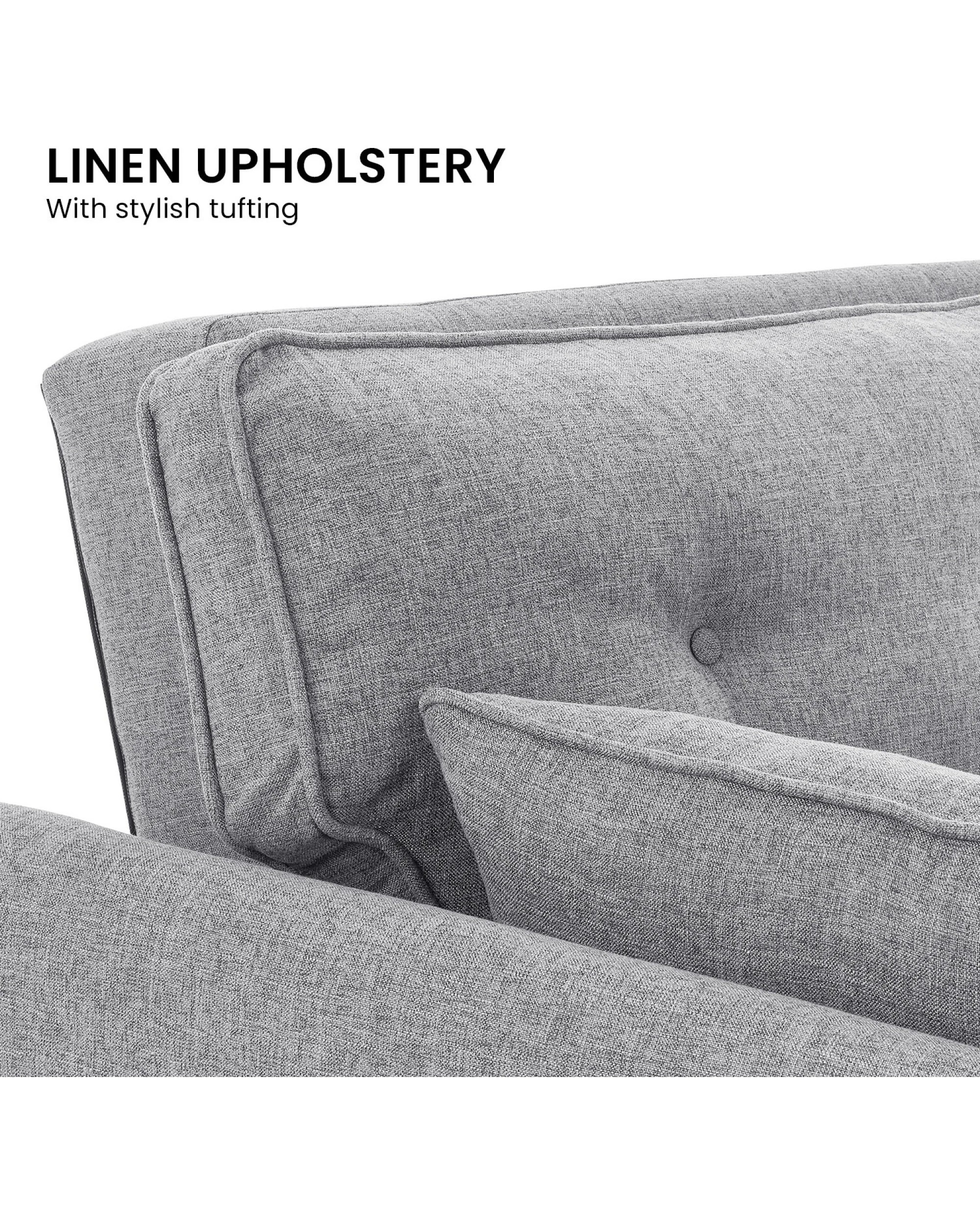 9 Elle Button-tufted Fabric Sofa Bed With Cushions By Sarantino Light Grey, 9 of 10