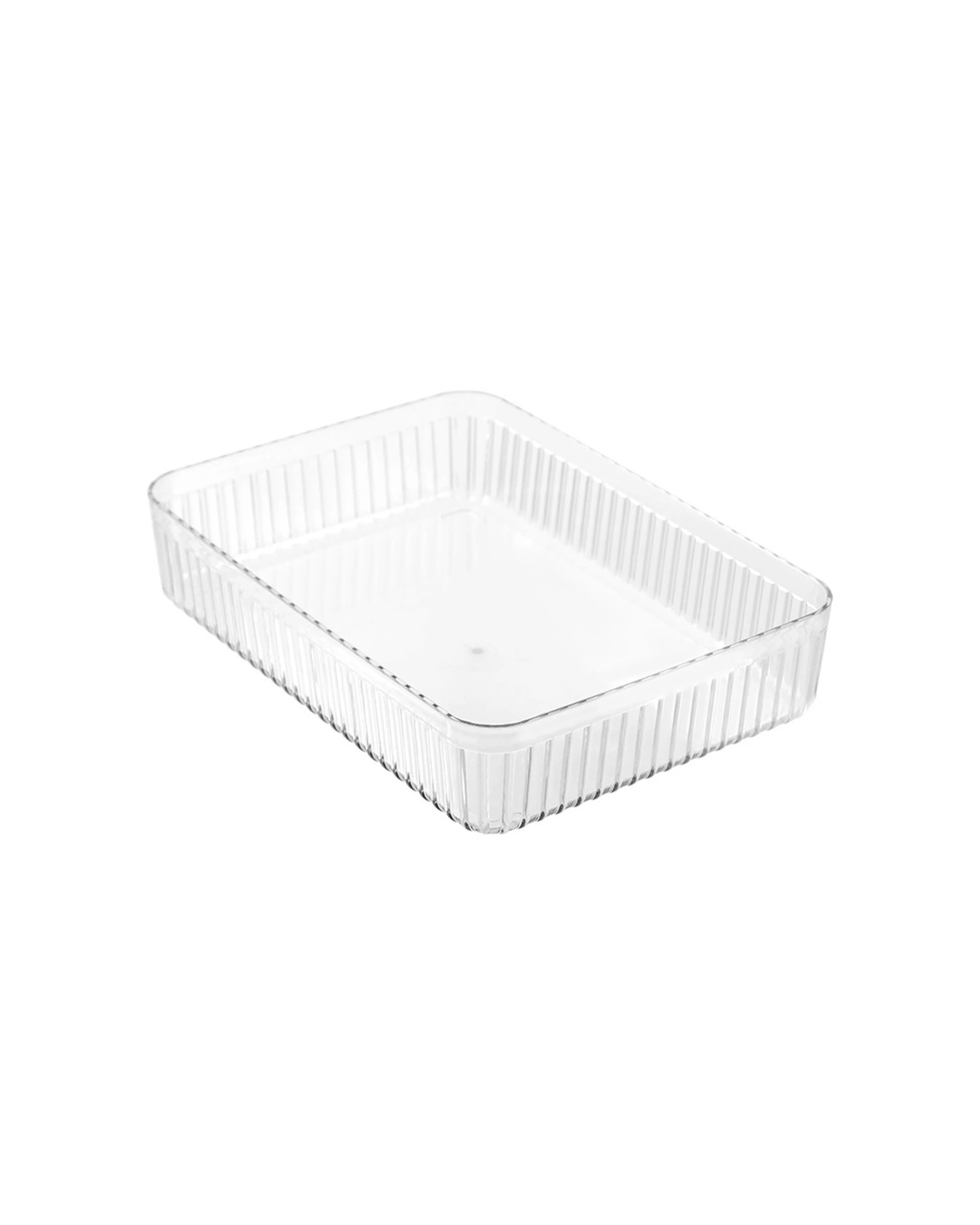 3 Boxsweden Crystal Ribbed Tray Modular Design Storage Container 32x23x7cm - Clear, 3 of 4