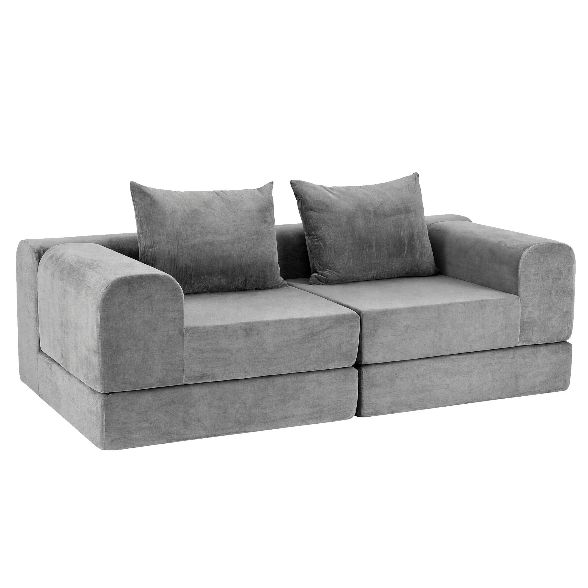 1 Artiss 5-in-1 Convertible Sofa Bed Floor Mattress Modular Boneless Curved Couch - Grey, 1 of 10