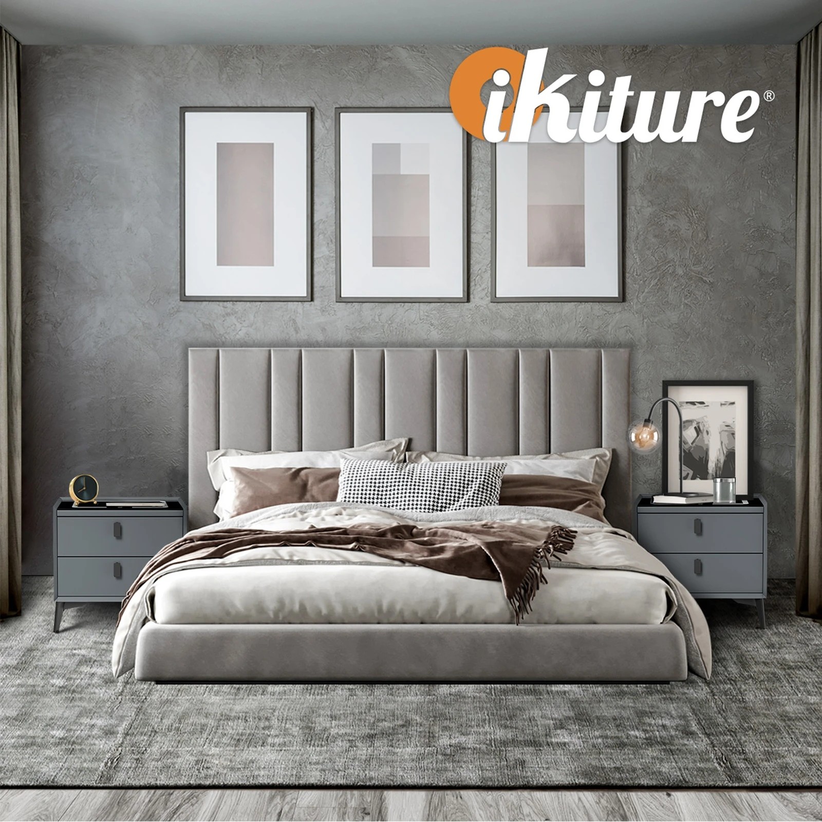 7 Oikiture Smart Bedside Table Wireless Charging Led 2 Drawers Nightstand
 - Grey, 7 of 10