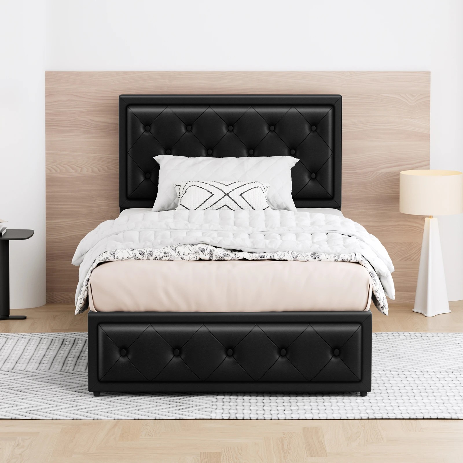 3 Alfordson Bed Frame King Single Gas Lift Storage Mattress Base Leather Dinana - Black, 3 of 10