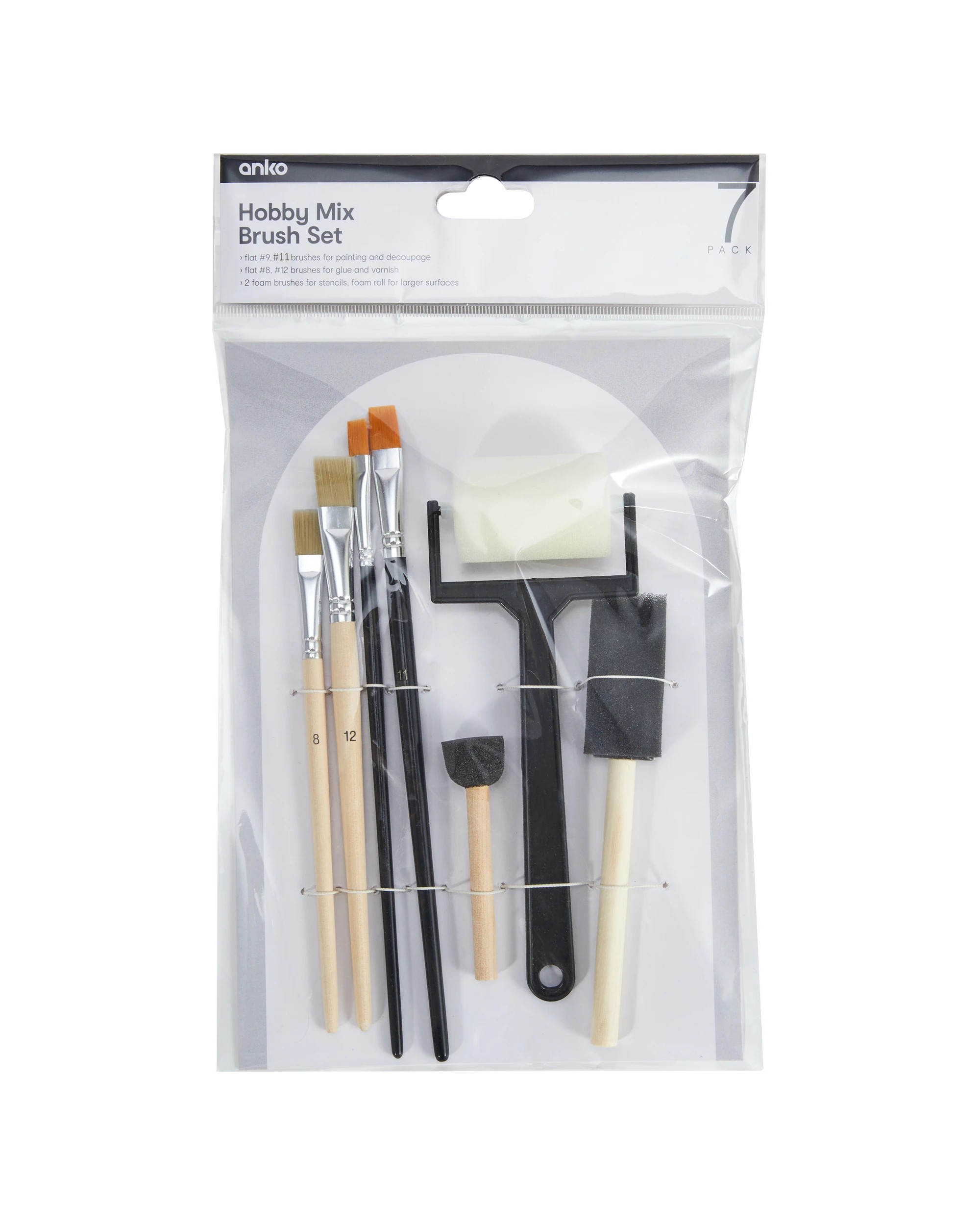 1 7 Pack Hobby Mix Brush Set, 1 of 4
