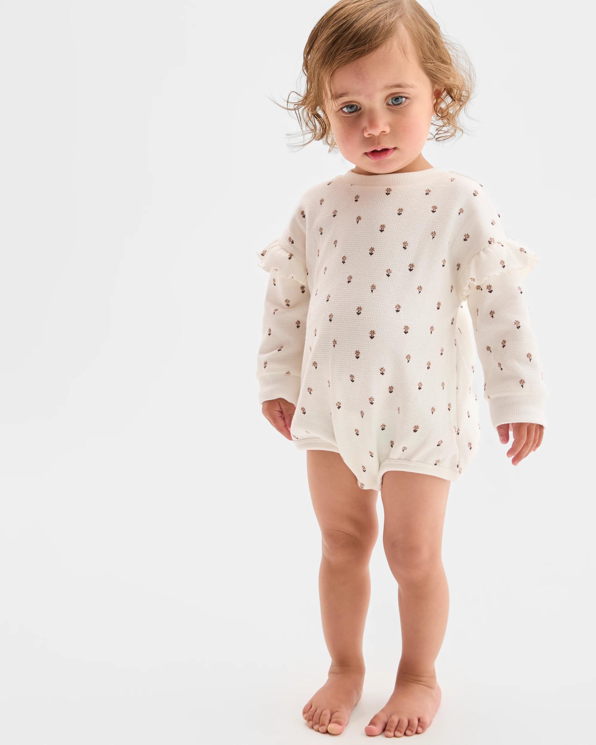 1 Target Baby Baby Organic Cotton Long Sleeve Print Waffle Bodysuit DAISY, 1 of 1