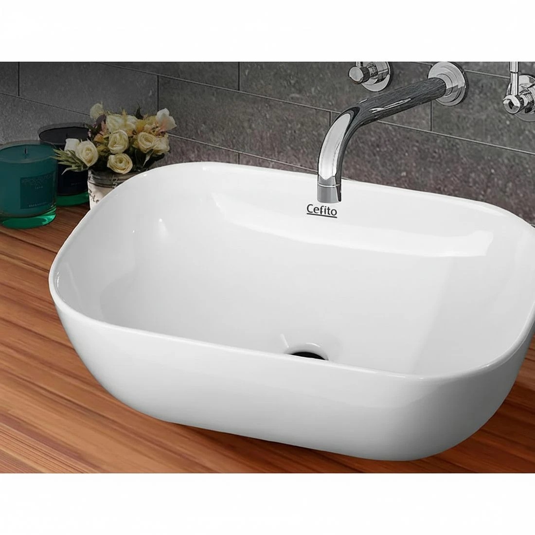 2 Cefito Bathroom Basin Ceramic Vanity Sink Hand Wash Bowl - White, 2 of 5