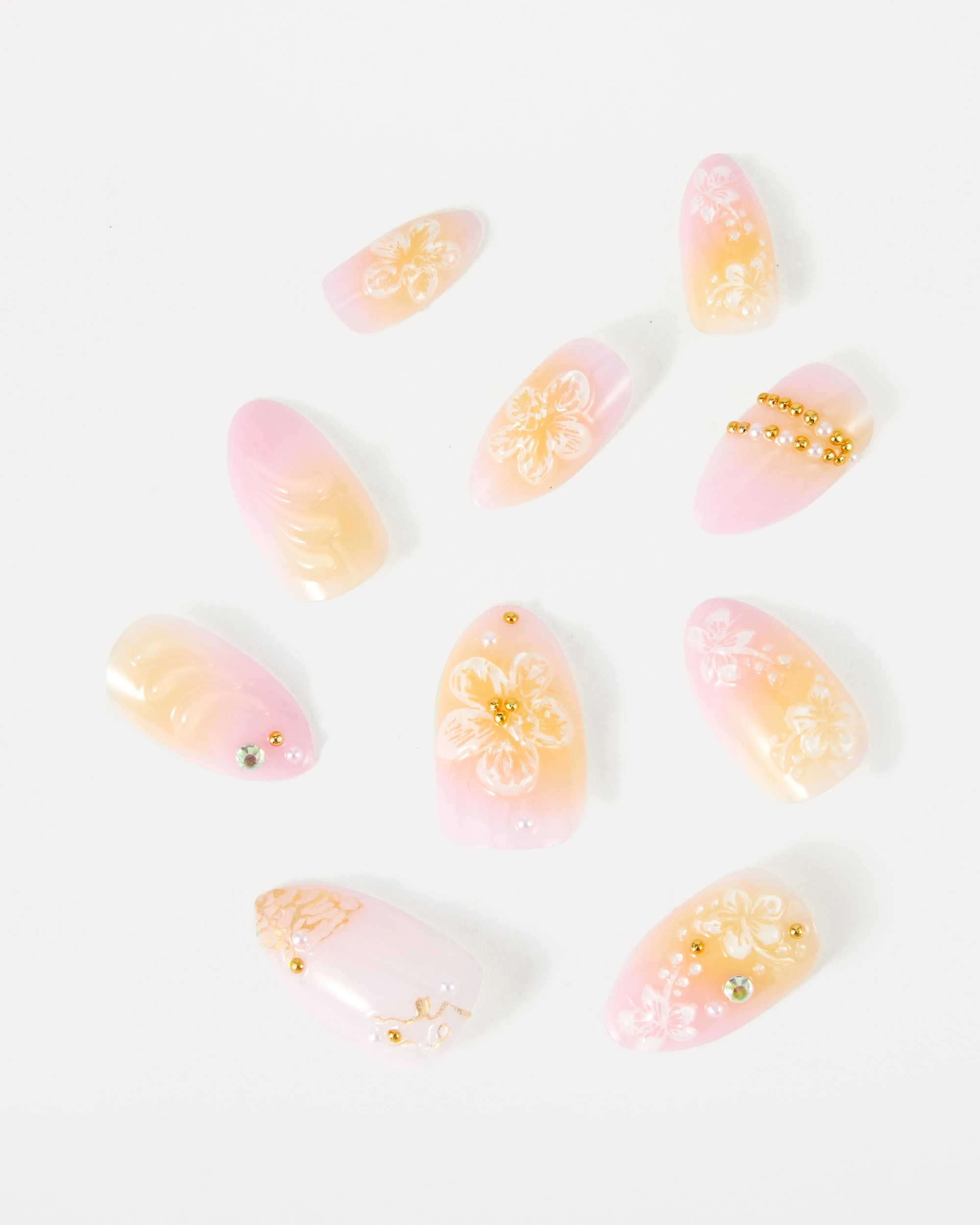 2 OXX Beauty 24 Pack Artificial Nails with Adhesive - Almond Shape, Hibiscus, 2 of 4