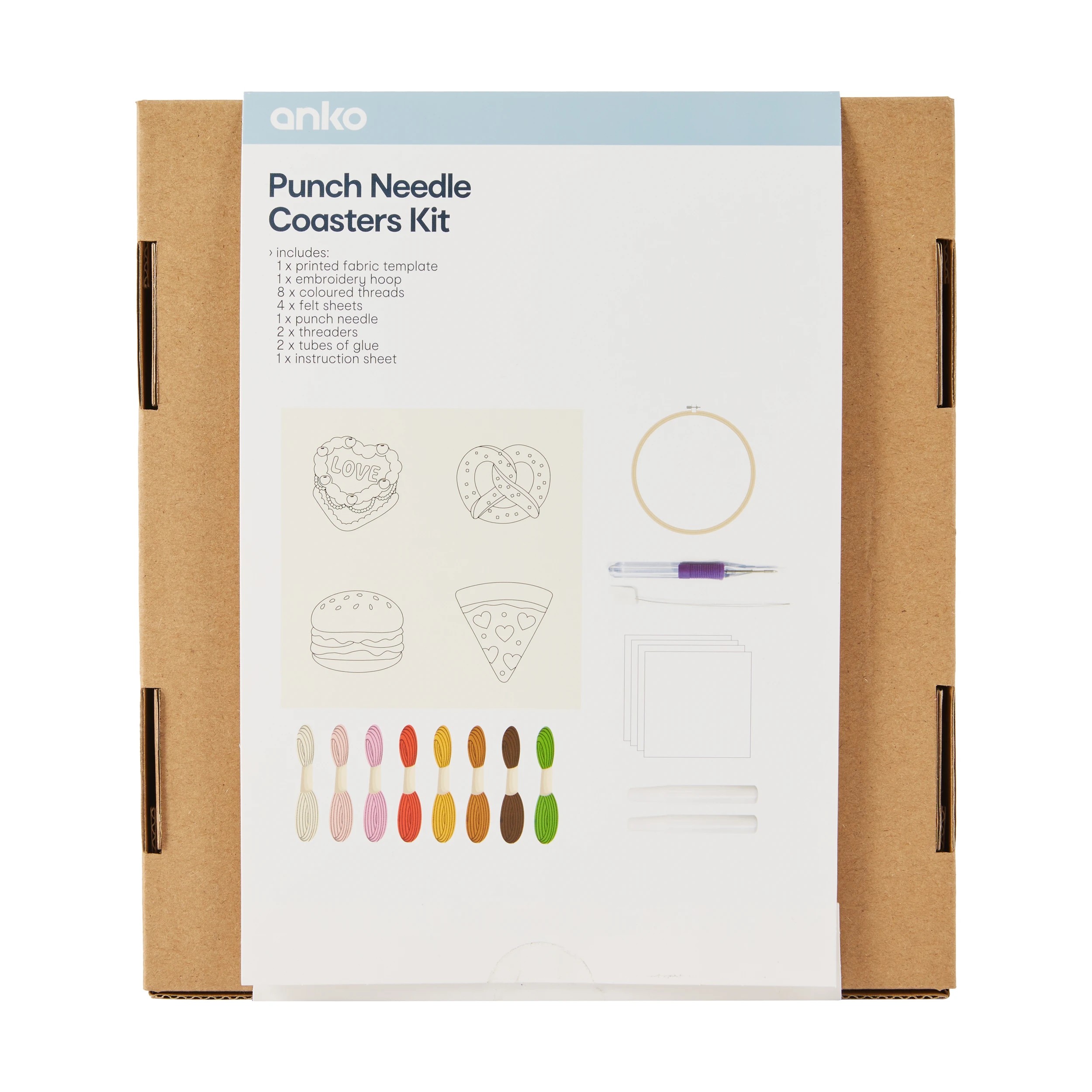 3 DIY Punch Needle Coasters Kit, 3 of 3