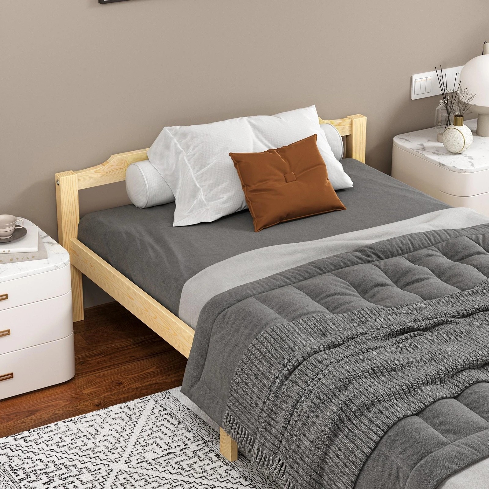 5 Alfordson Bed Frame Wooden Timber Single Size Mattress Base Platform Beatrix - Natural, 5 of 10