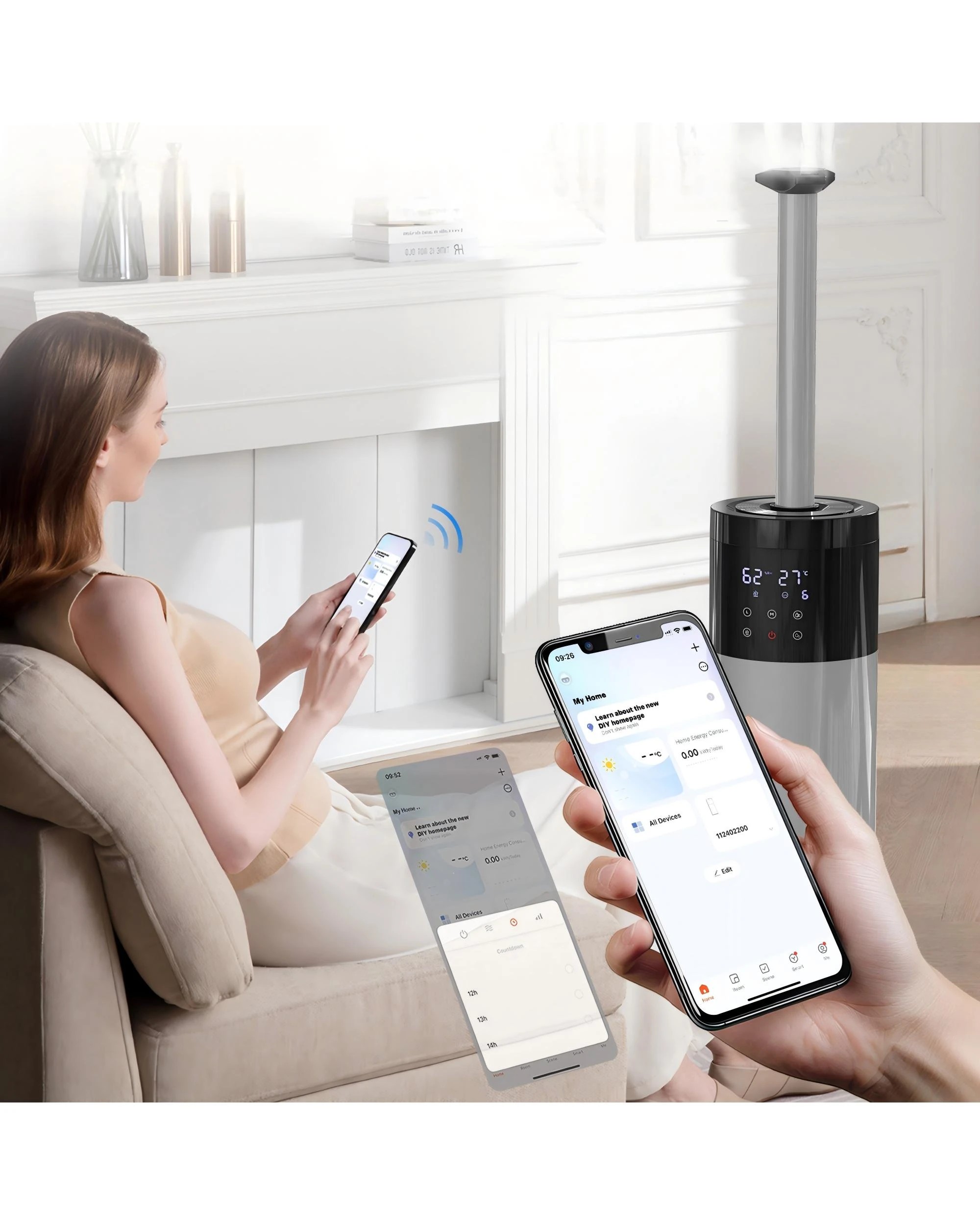 4 Advwin 13l Humidifier For Large Room, Smart Cool And Warm Mist Humidifiers With Top-fill, Night Light, Sleep Mode, 4 of 8