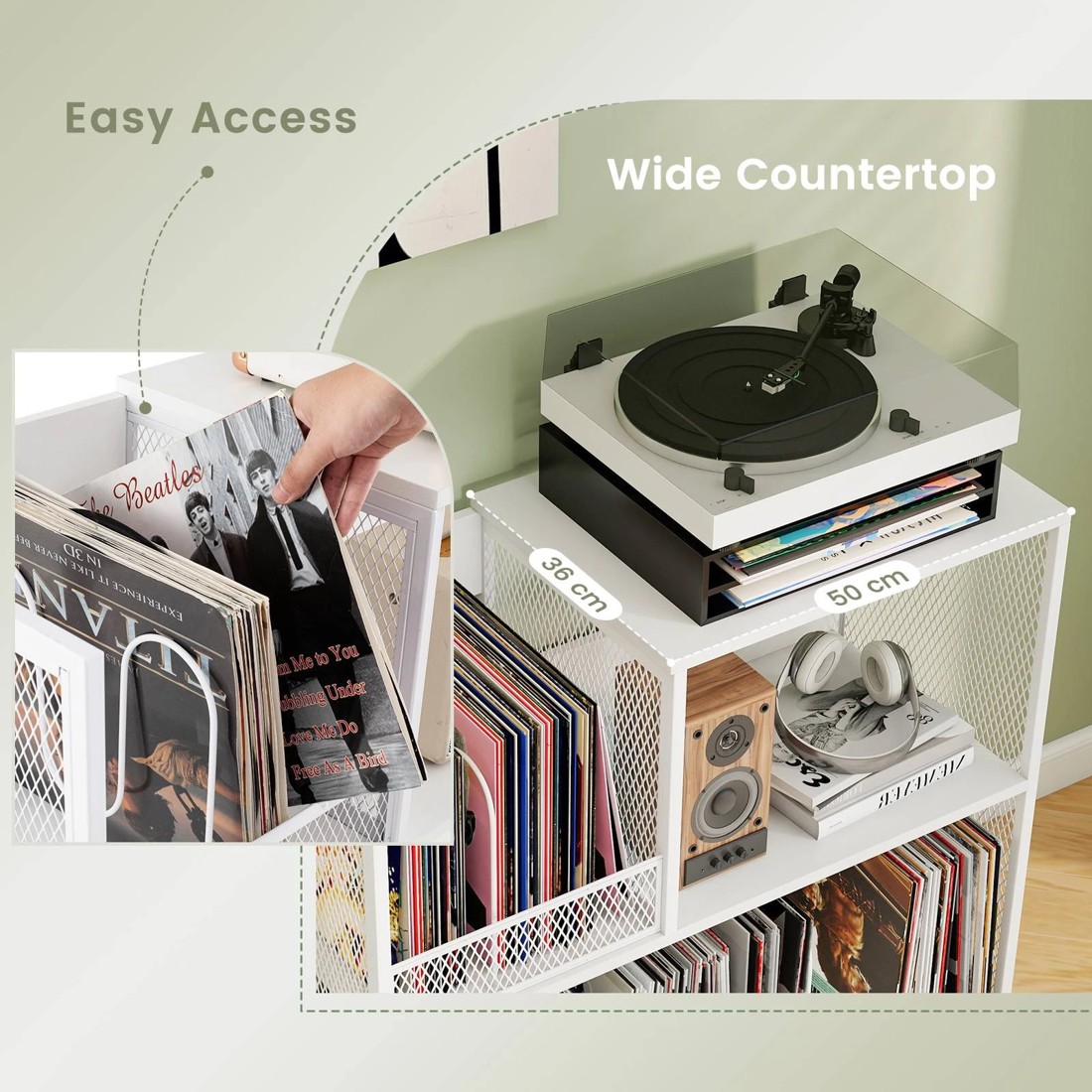 4 Costway 3-Tier Record Player Stand Turnable Vinyl Side Table, 4 of 8