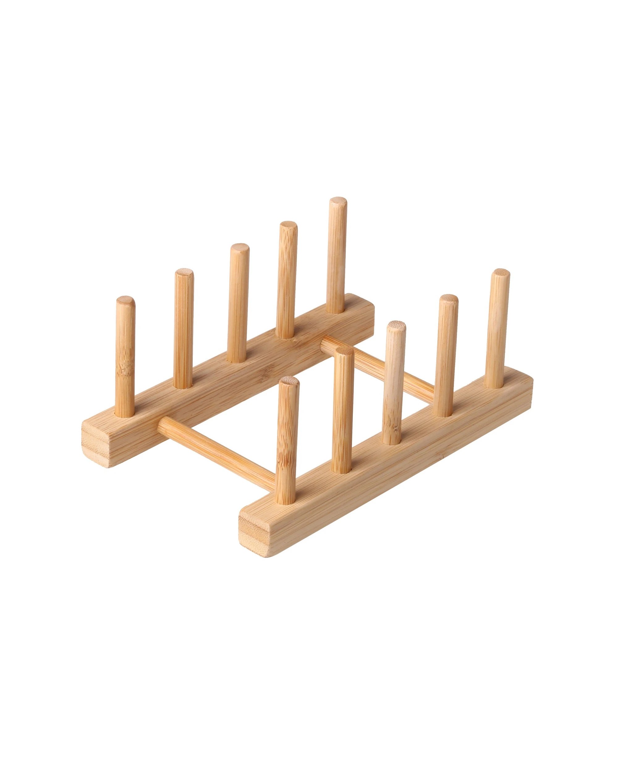 1 Sherwood Home 2 Pack Bamboo Standing Plate Rack 18x11.5x7.5cm - Natural Brown, 1 of 3