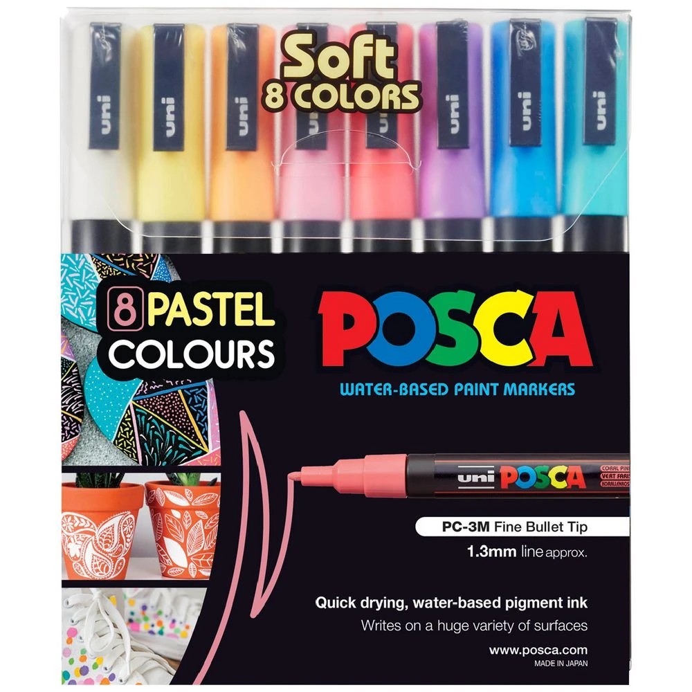 1 POSCA PC3M Paint Markers Pastel 8 Pack, 1 of 7