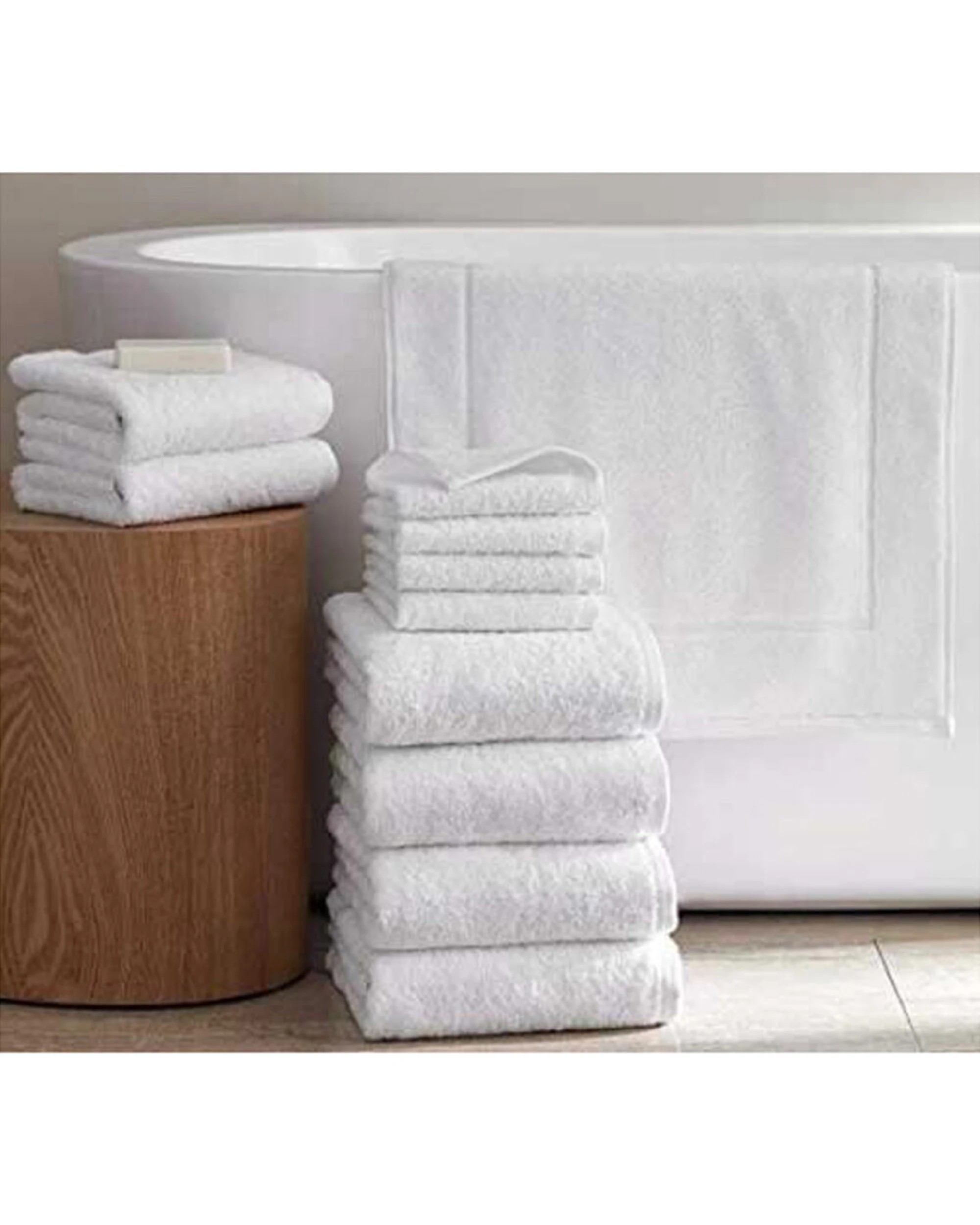 5 Jason Commercial 10PK J Dry Luxe Bath Mat 60x80cm 600gsm Durable Soft - White, 5 of 5