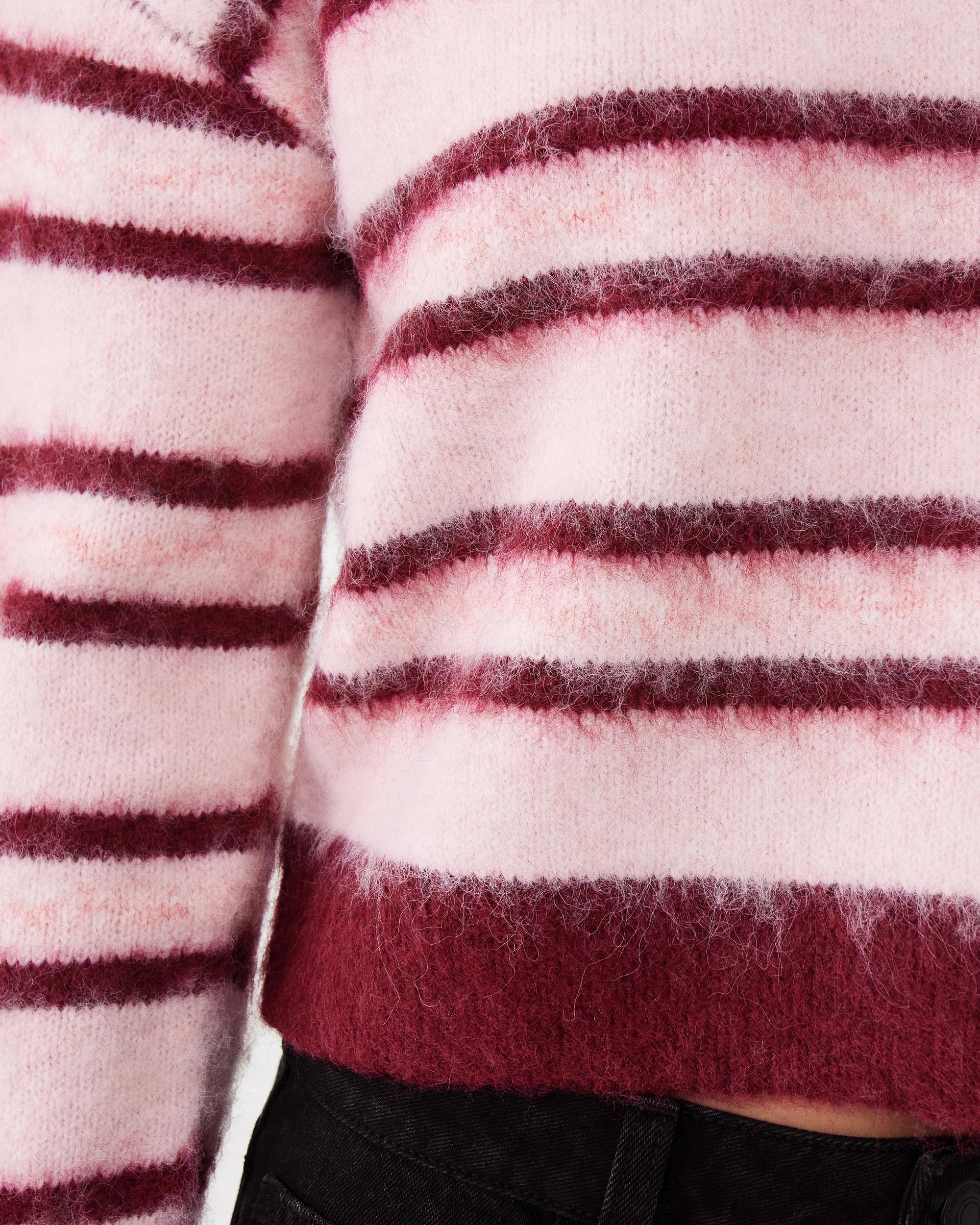 7 Long Sleeve Fluffy Polo Jumper Pnk Stripe, 7 of 8