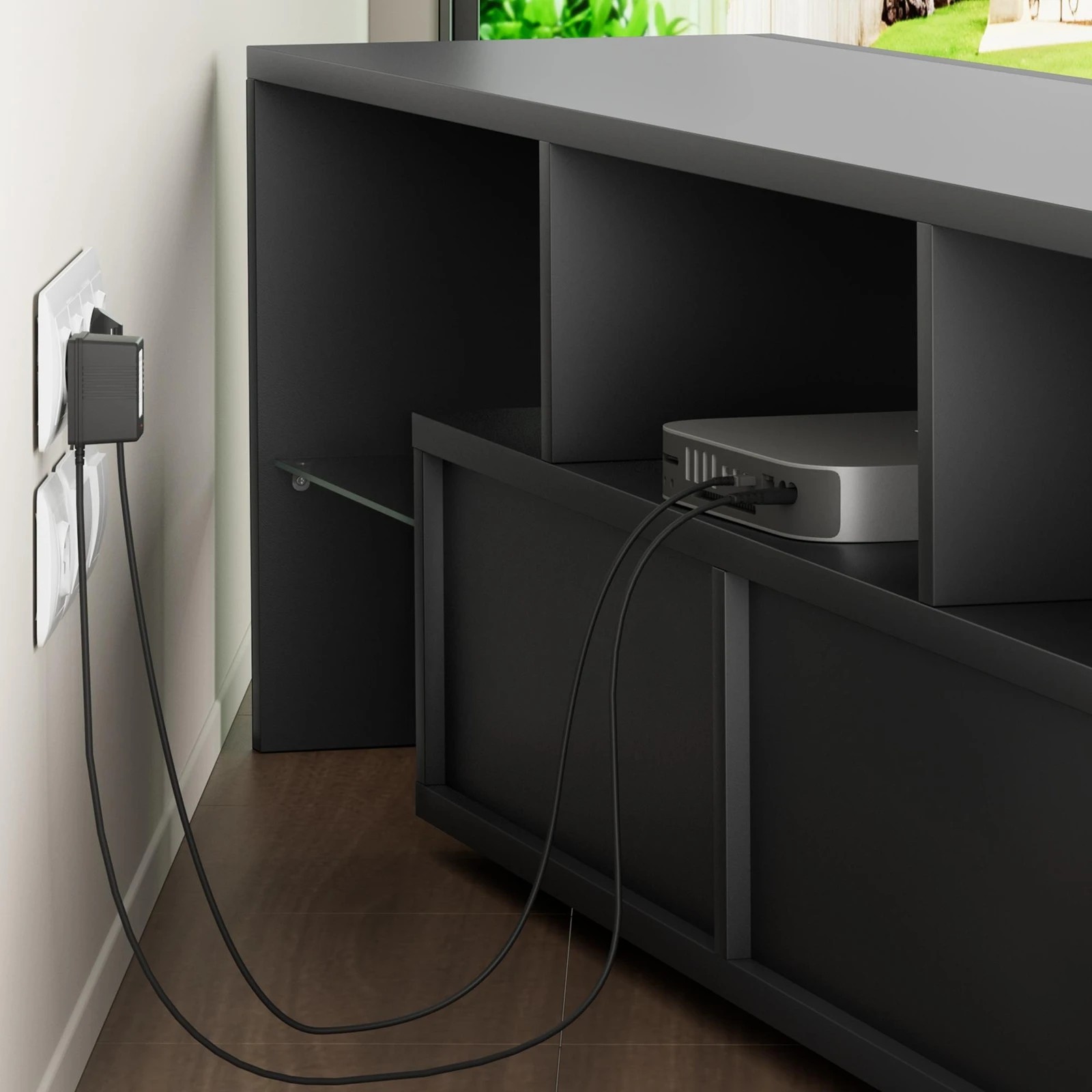 4 Alfordson Entertainment Unit 160cm TV Stand LED Light Storage Gloss - Black, 4 of 10