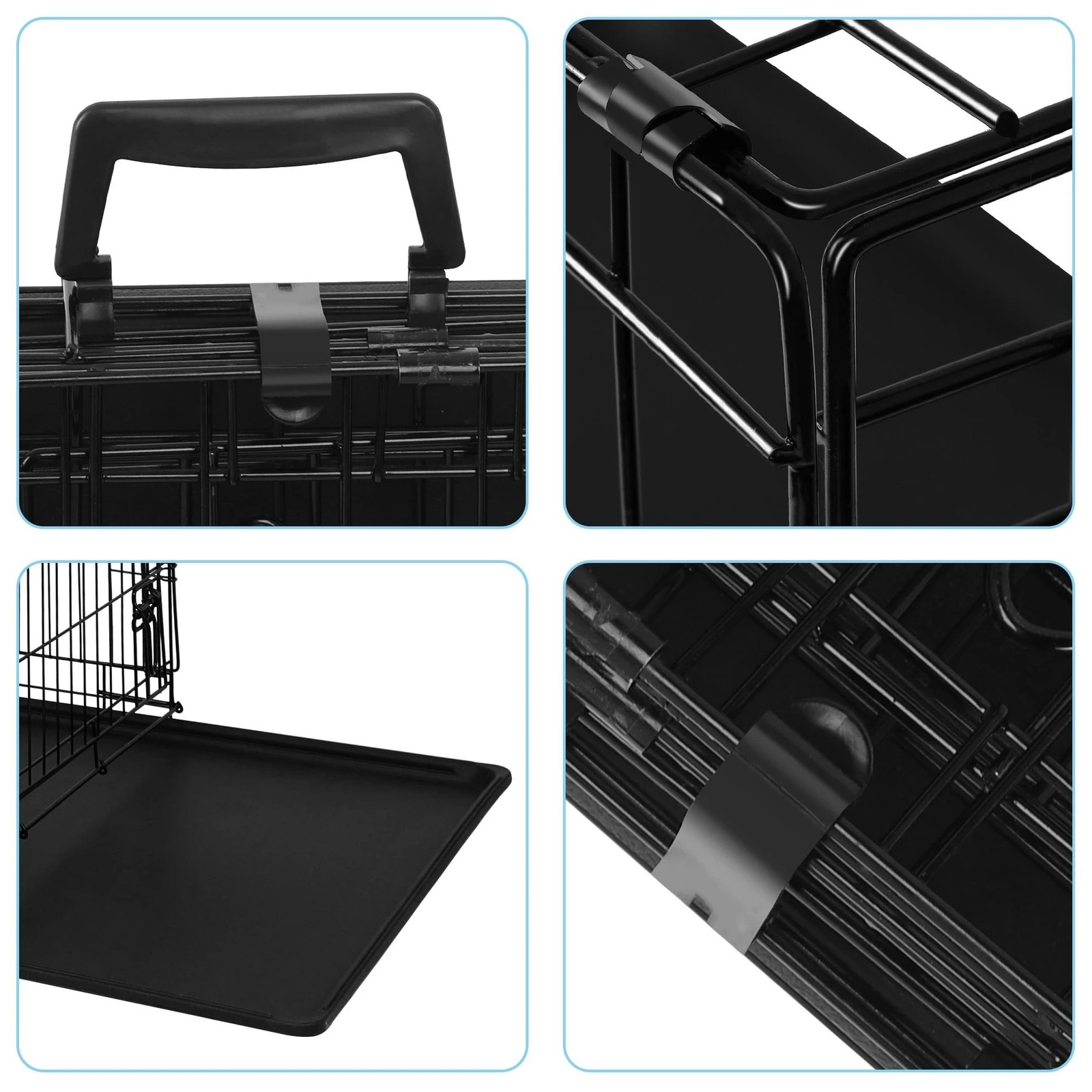 4 Beastie Dog Cage Kennel Metal Pet Crate Cat Collapsible Playpen 36" Large - Black, 4 of 9