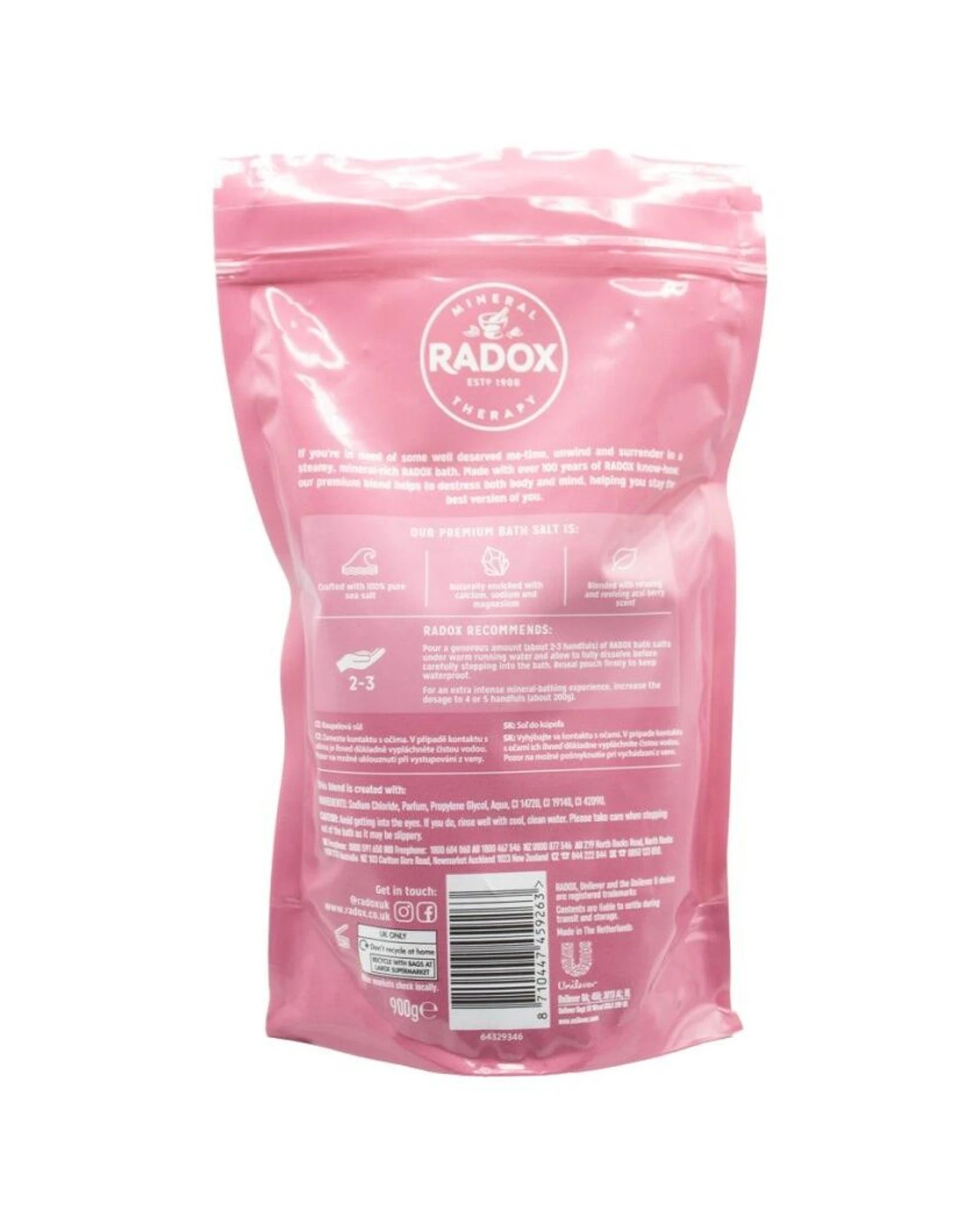 3 Radox 8PK Bath Salts Feel Detoxed Calcium Sodium Magnesium 900g Acai Berry - Pink, 3 of 3
