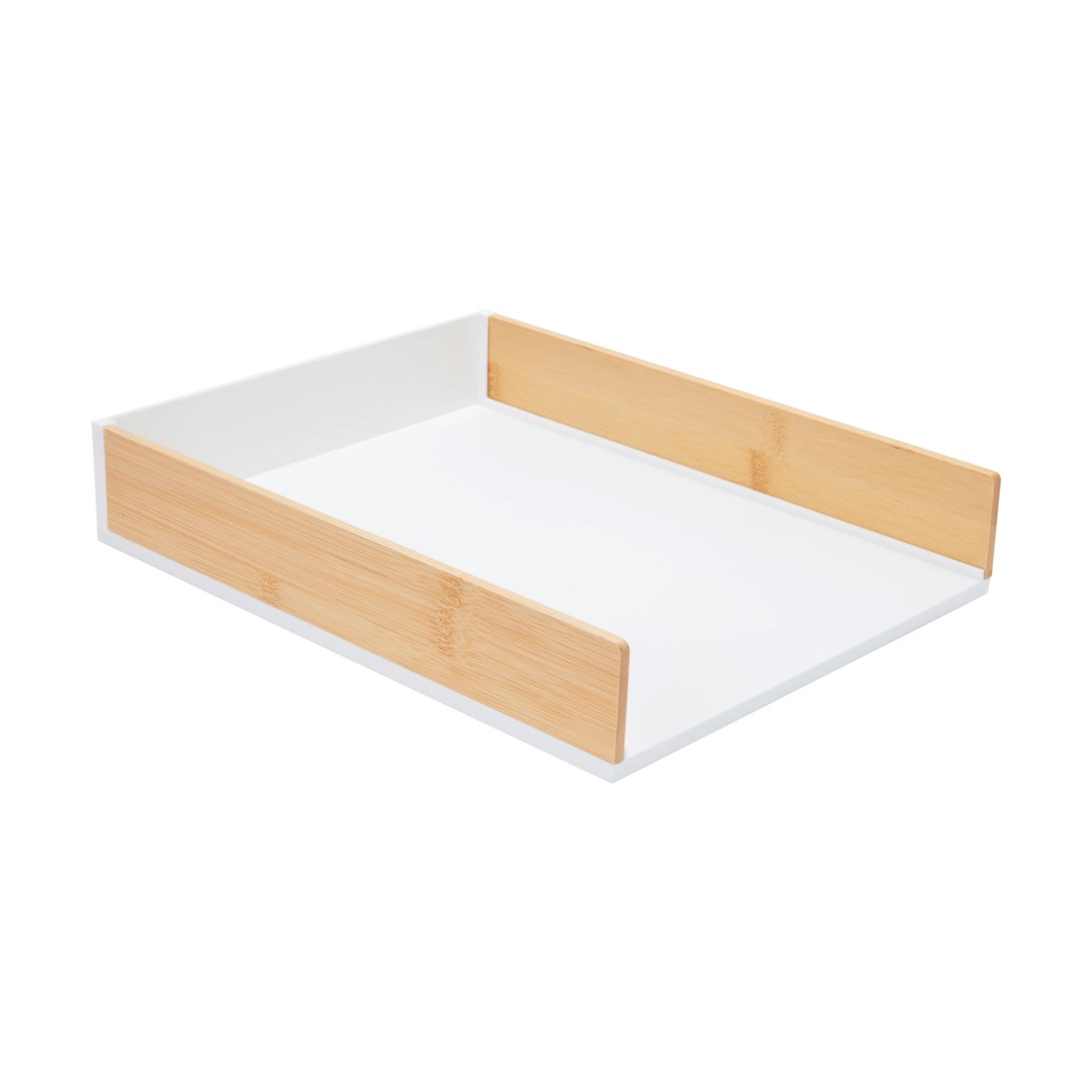 3 Bamboo and Plastic Desk Tray - White, 3 of 7