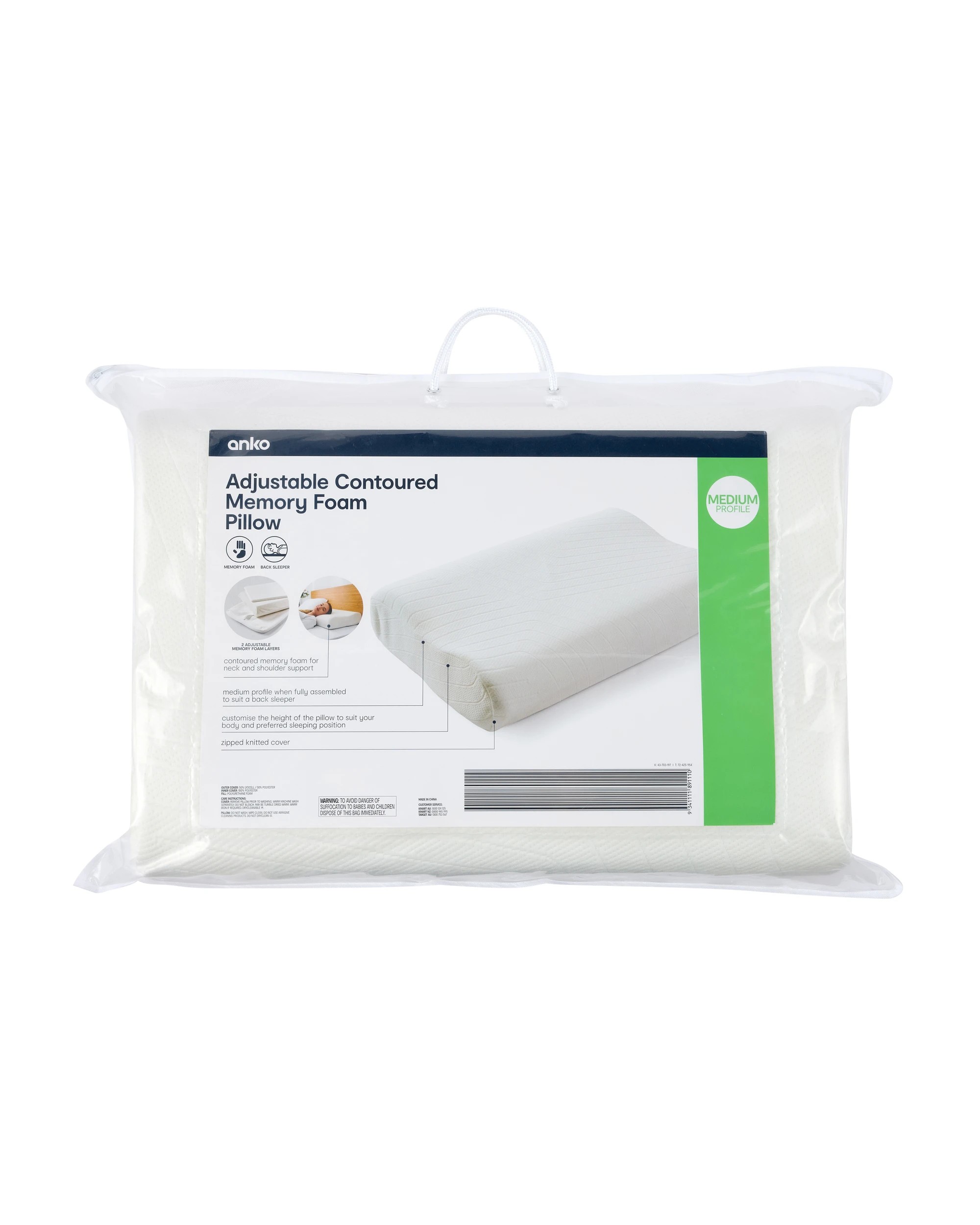 1 Adjustable Contoured Memory Foam Pillow, 1 of 10
