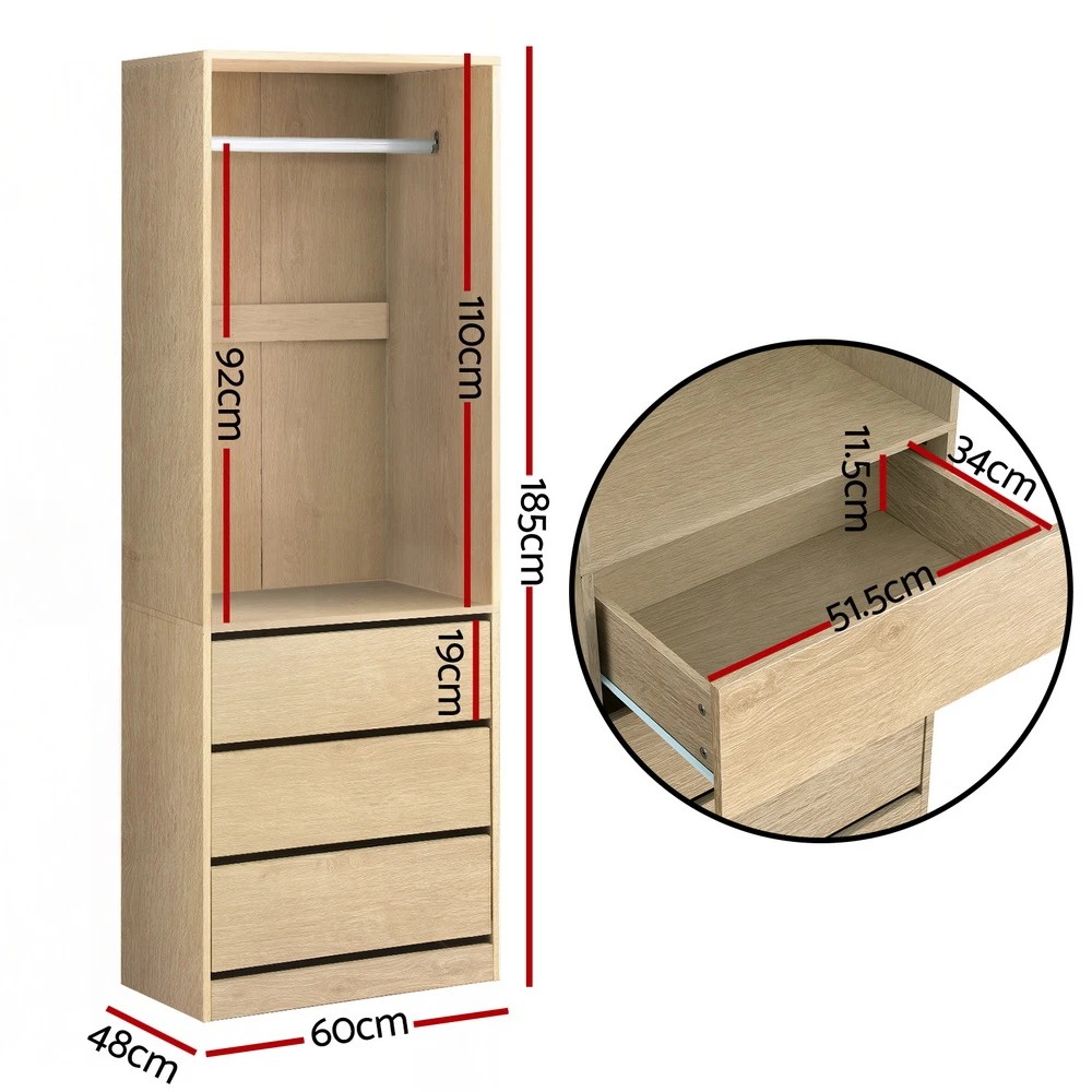 2 Artiss Wardrobe Clothes Closet Storage Organizer - Natural, 2 of 2