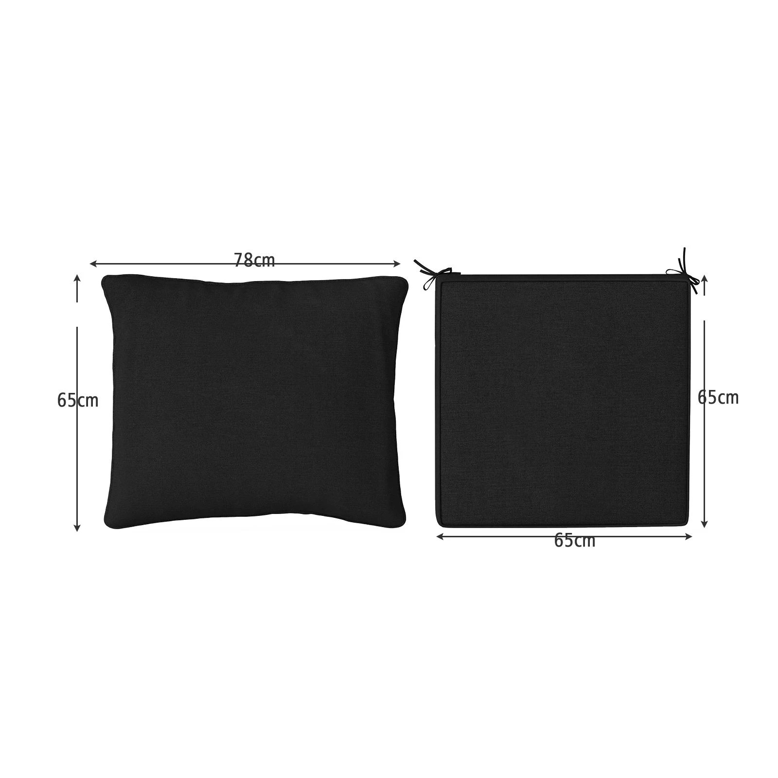 3 Costway Lounge Chair Cushion Set Indoor Outdoor Seat Pads Detachable Patio Furniture Cushions - Black, 3 of 3
