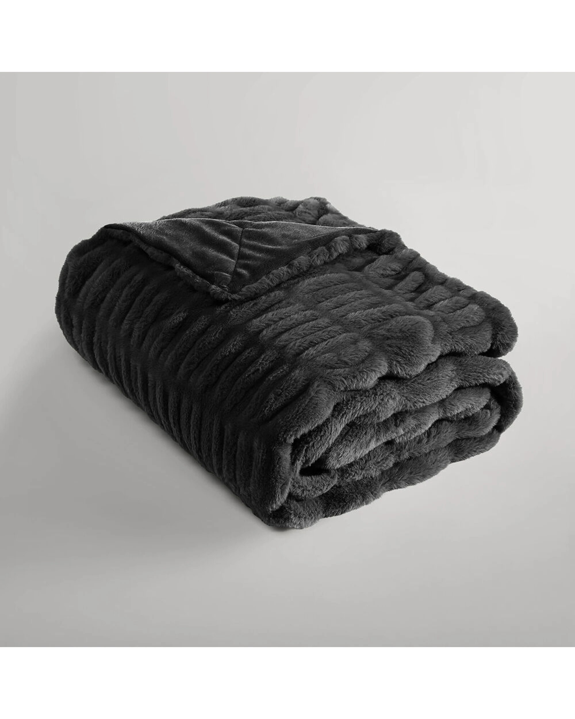 1 Ardor Boudoir Clayton Faux Fur Polyester Blanket Throw 130x170cm Plush Warm - Black, 1 of 1