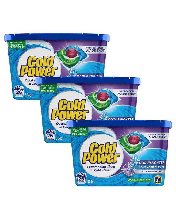 COLD POWER PK26 LAUNDRY CAPSULES ADVANCED CLEAN COLD WATERx3