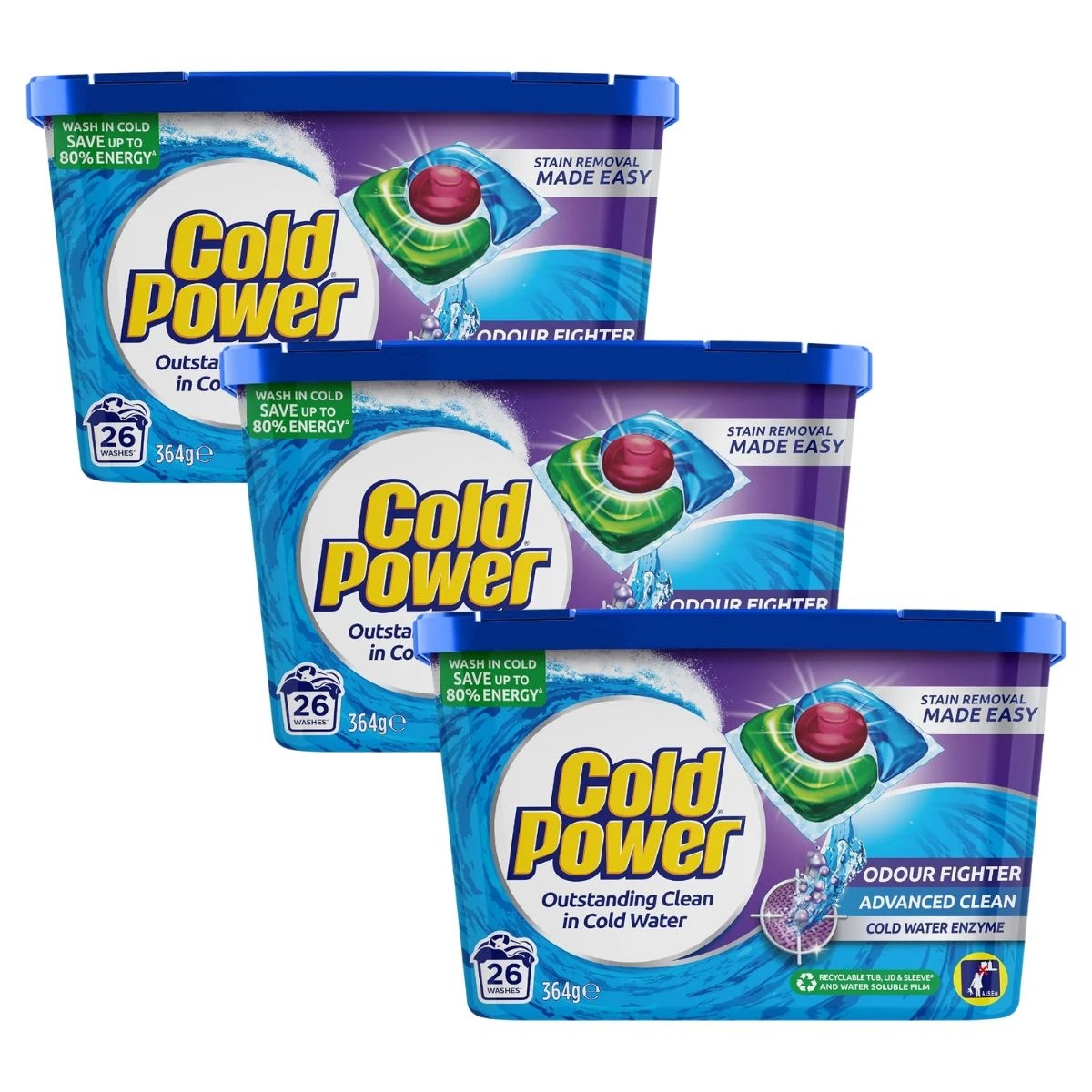1 COLD POWER PK26 LAUNDRY CAPSULES ADVANCED CLEAN COLD WATERx3, 1 of 1