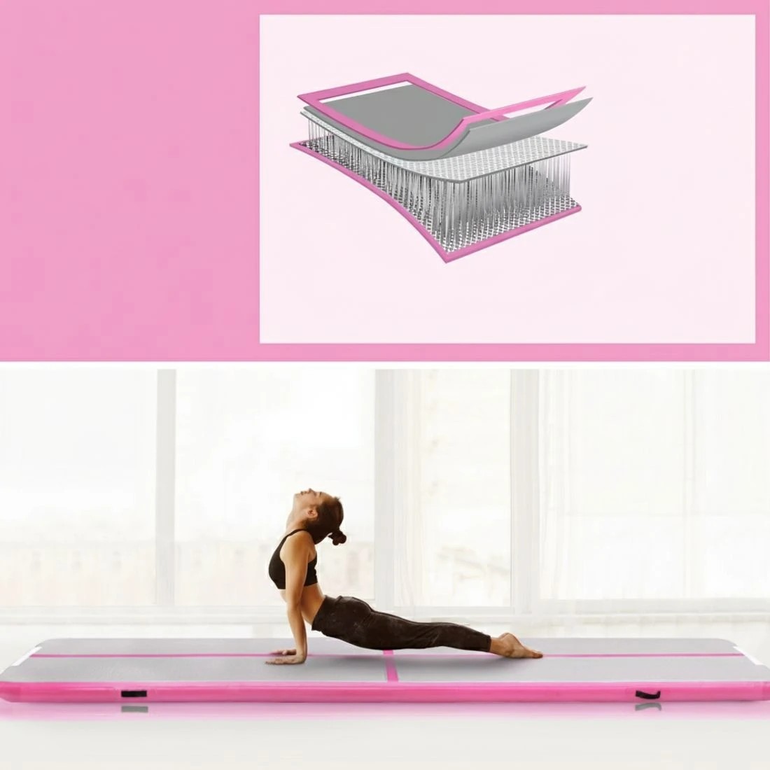 4 Everfit 4M Air Track Gymnastics Tumbling Exercise Cheerleading Mat Inflatable - Pink, 4 of 6