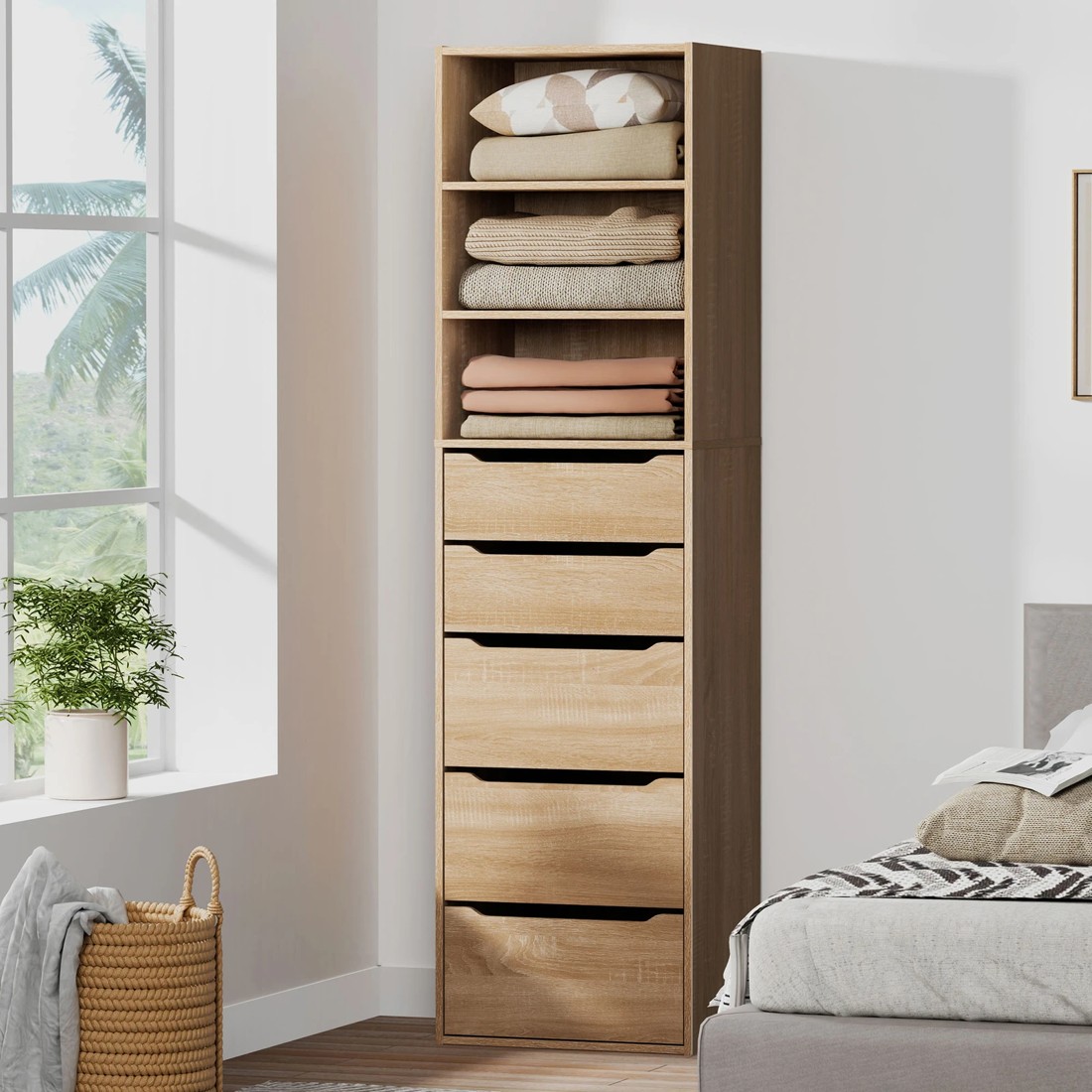 2 Alfordson Wardrobe Clothes Storage Cabinet Closet Organizer 5 Drawers - Wood, 2 of 10