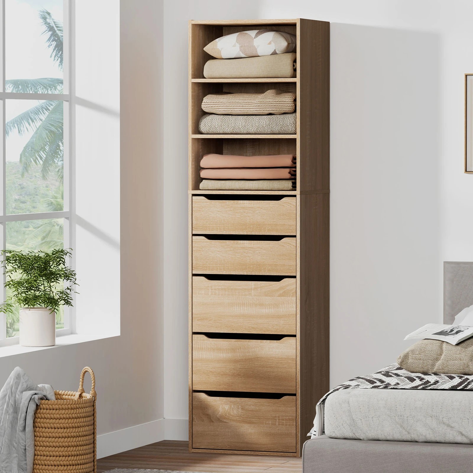 2 Alfordson Wardrobe Clothes Storage Cabinet Closet Organizer 5 Drawers - Wood, 2 of 10
