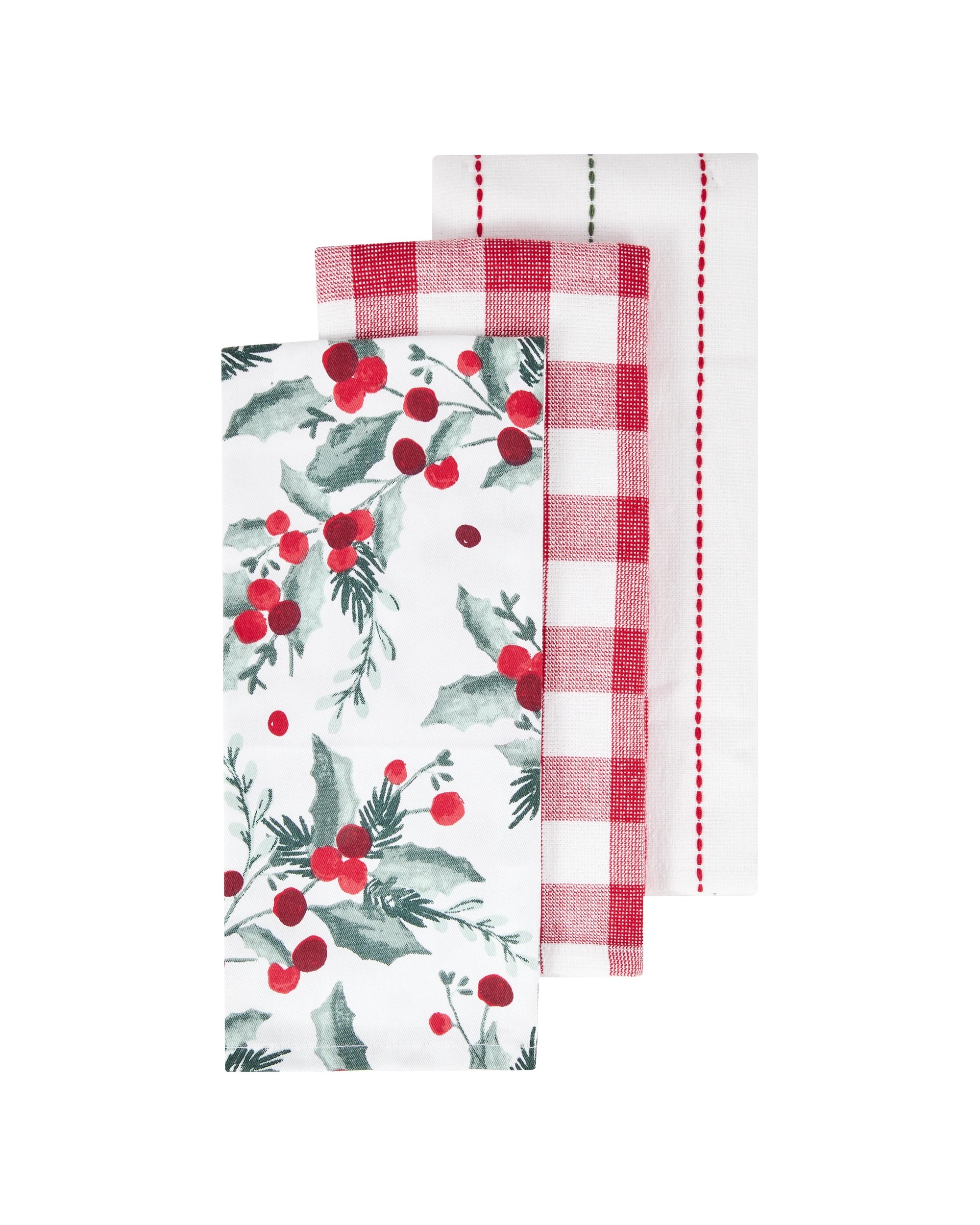 1 3 Pack Holly Tea Towels, 1 of 6