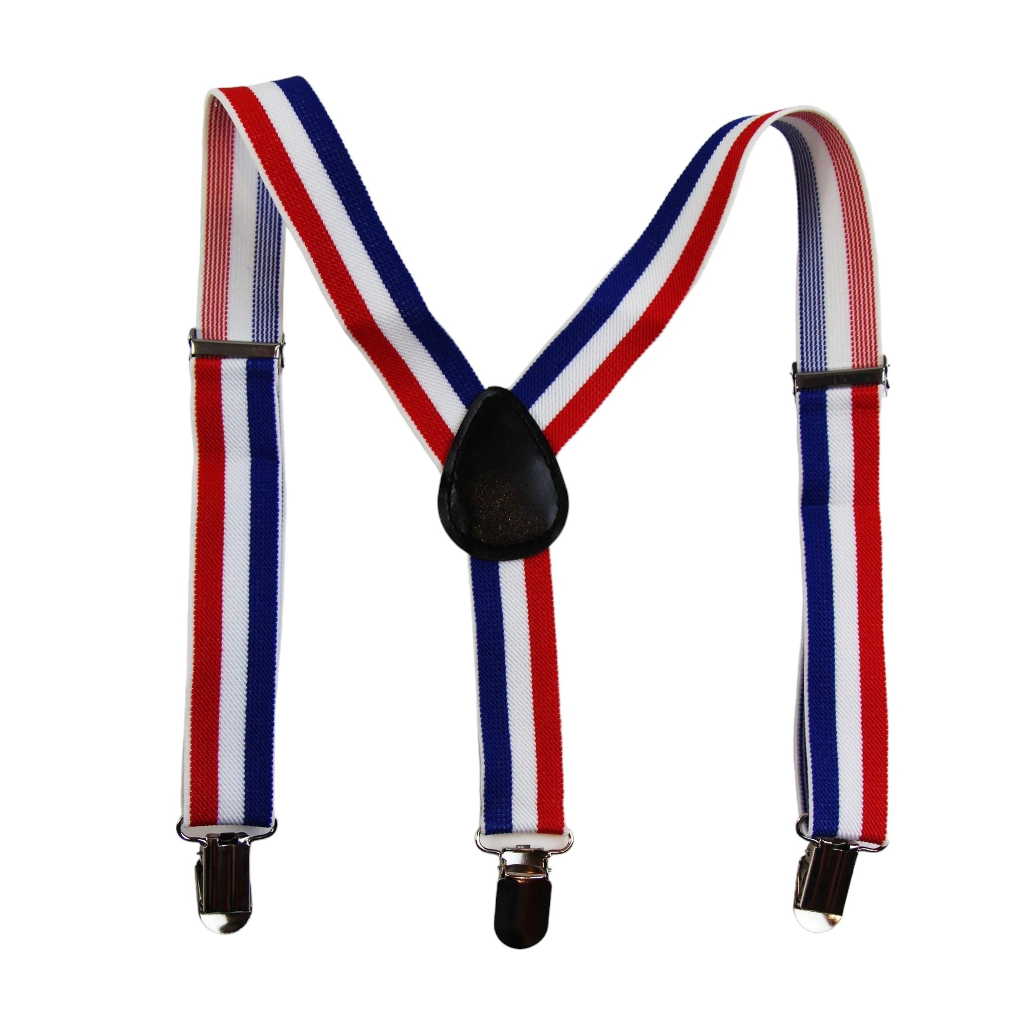 4 Zasel Boys Adjustable Blue, White & Red Striped Patterned Suspenders - Multi - Multi, 4 of 4