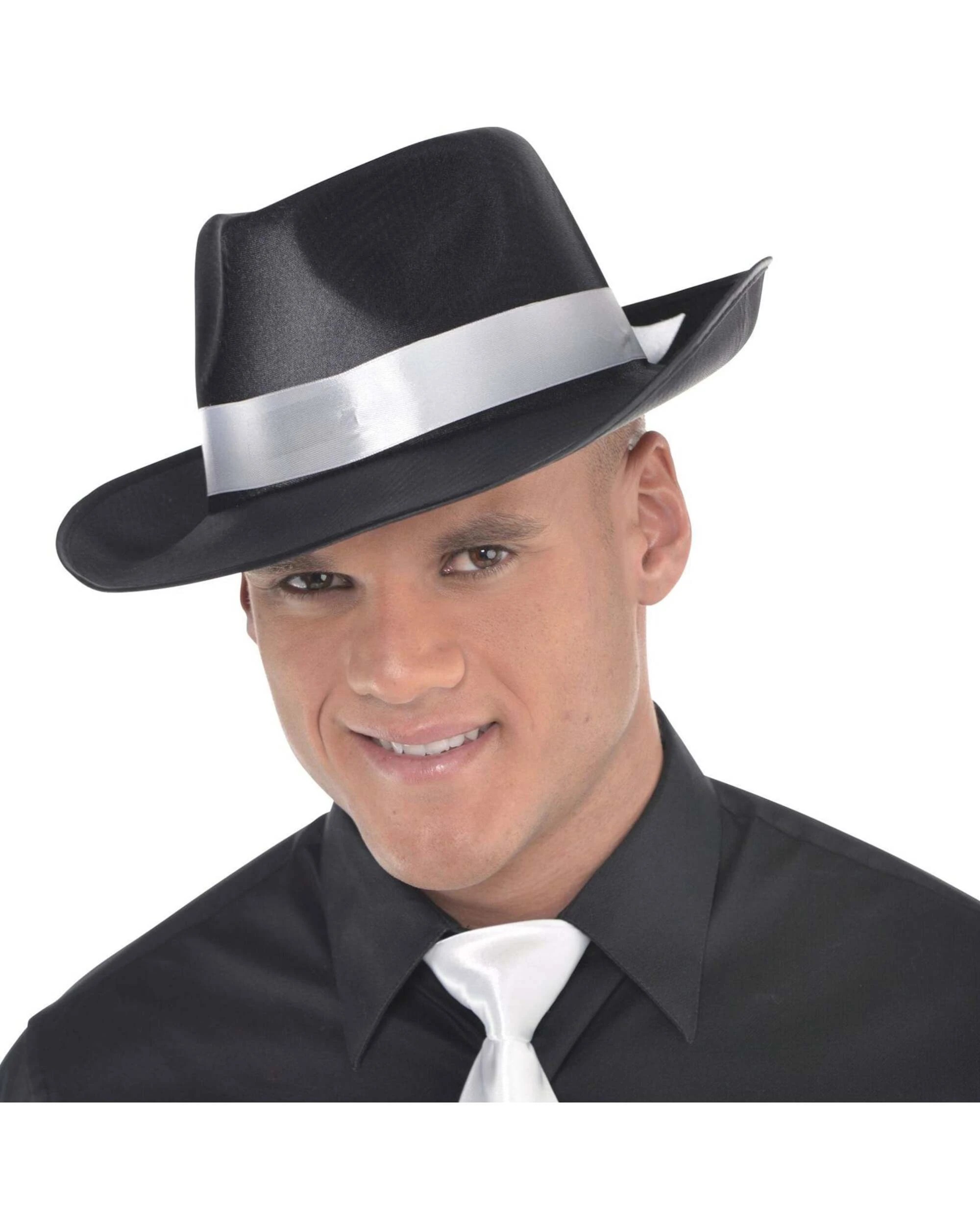 1 Amscan Inc. Roaring 20's Gangster Adult Hat with White Band - One Size - Black, 1 of 4