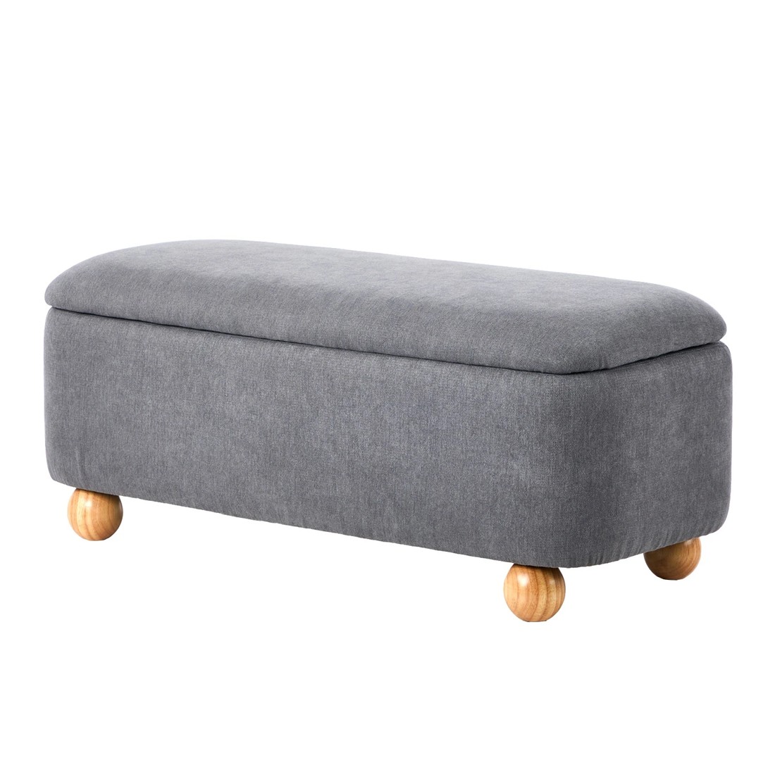 1 Oikiture Storage Ottoman Chest Ball Feet Linen - Grey, 1 of 10