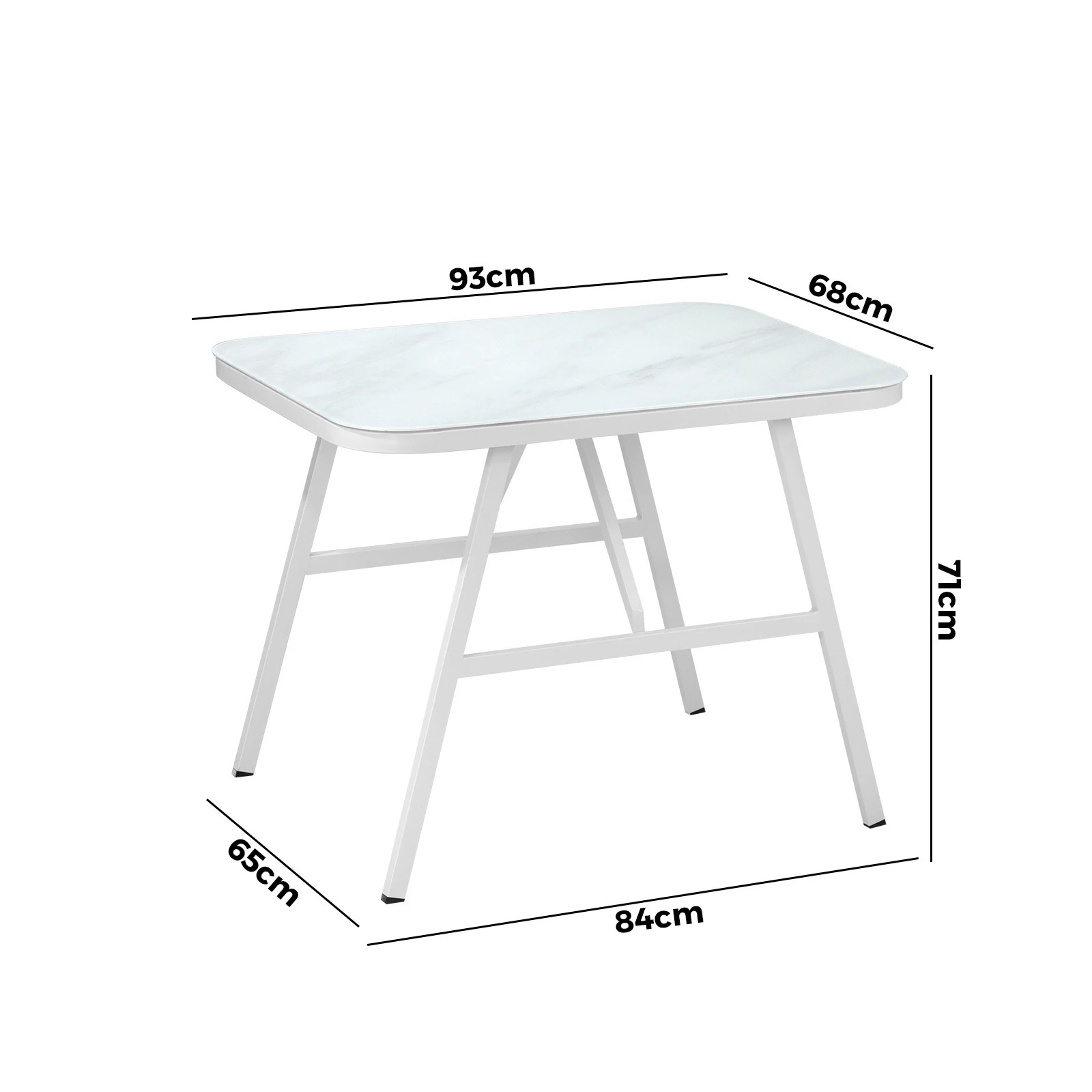 2 Livsip Outdoor Dining Table Furniture Patio Garden Indoor White Marble-style - White, 2 of 9