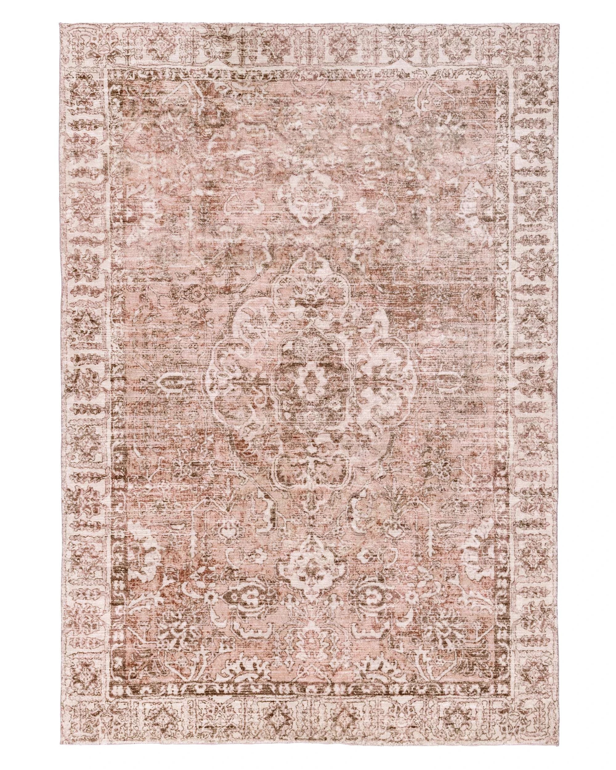 1 Loopsie Rosa Floral Medallion Washable Rug-180cm x 120cm - Pink, 1 of 7