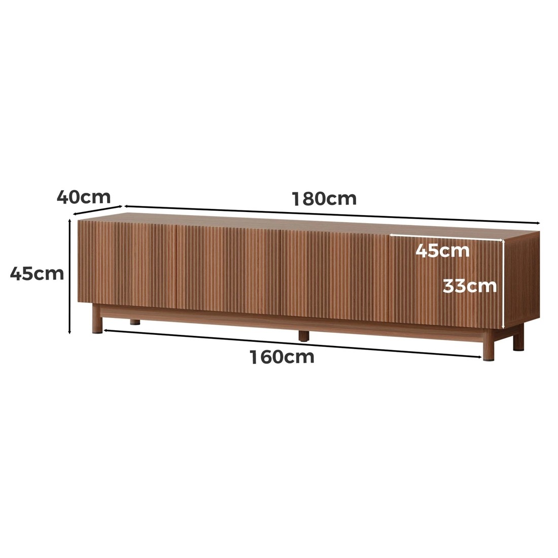 9 Alfordson TV Cabinet Entertainment Unit Stand 180cm Storage Shelves - Walnut, 9 of 10