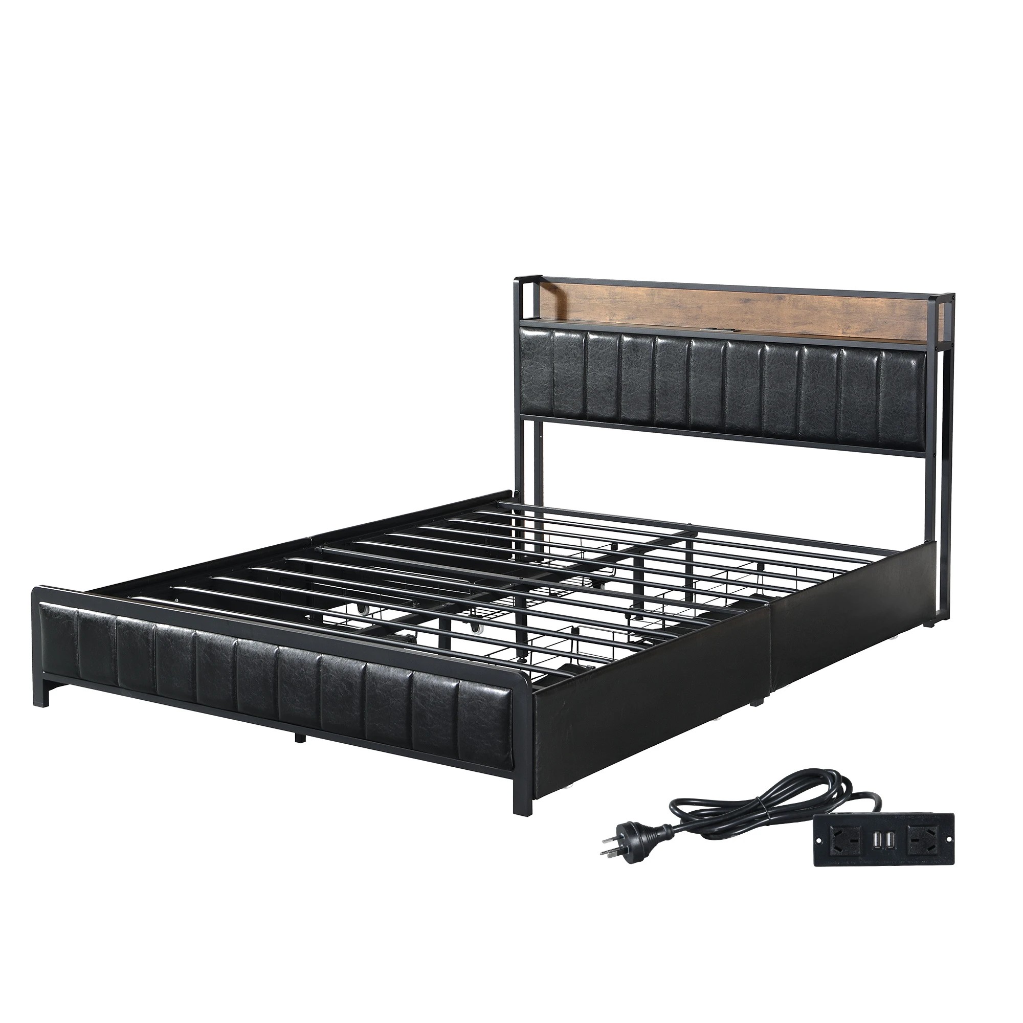 1 Levede Usb Port Bed Frame - Queen, 1 of 4