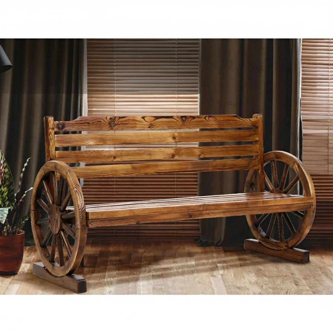 5 Gardeon Outdoor Garden Bench Wooden 3 Seat Wagon Chair Lounge Patio Furniture - Brown, 5 of 5