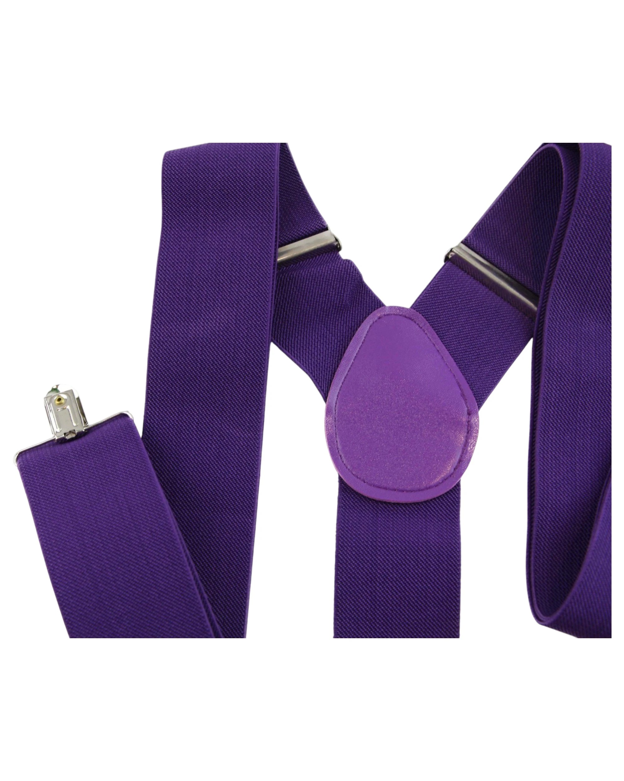 2 Zasel Mens Adjustable Extra Wide Heavy Duty 120cm Suspenders - Purple - Purple, 2 of 3