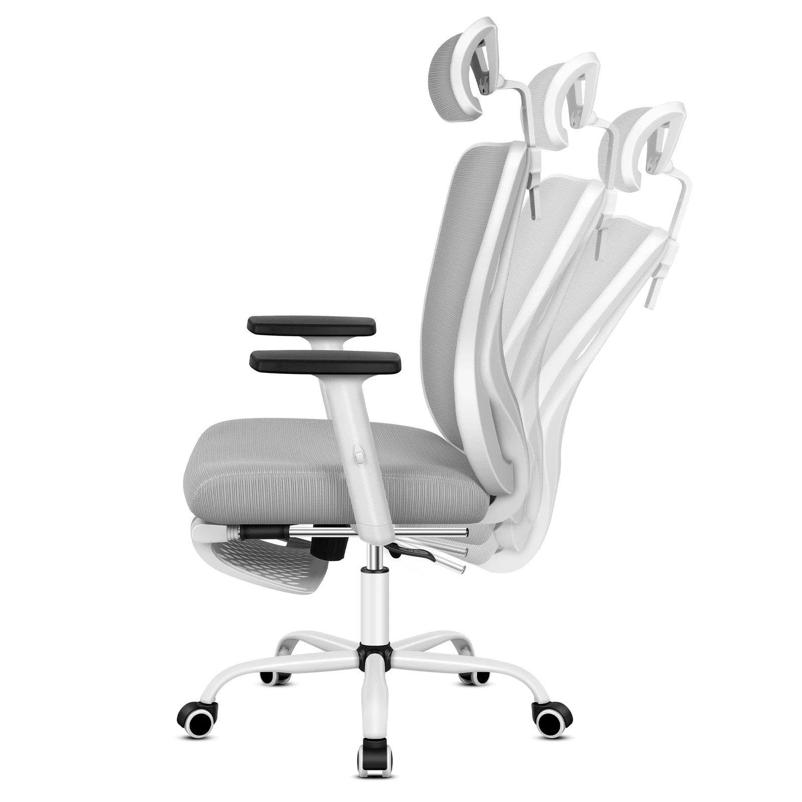 10 Alfordson Office Chair Mesh Ergonomic Executive Seat Work Computer Gaming - Grey White, 10 of 10