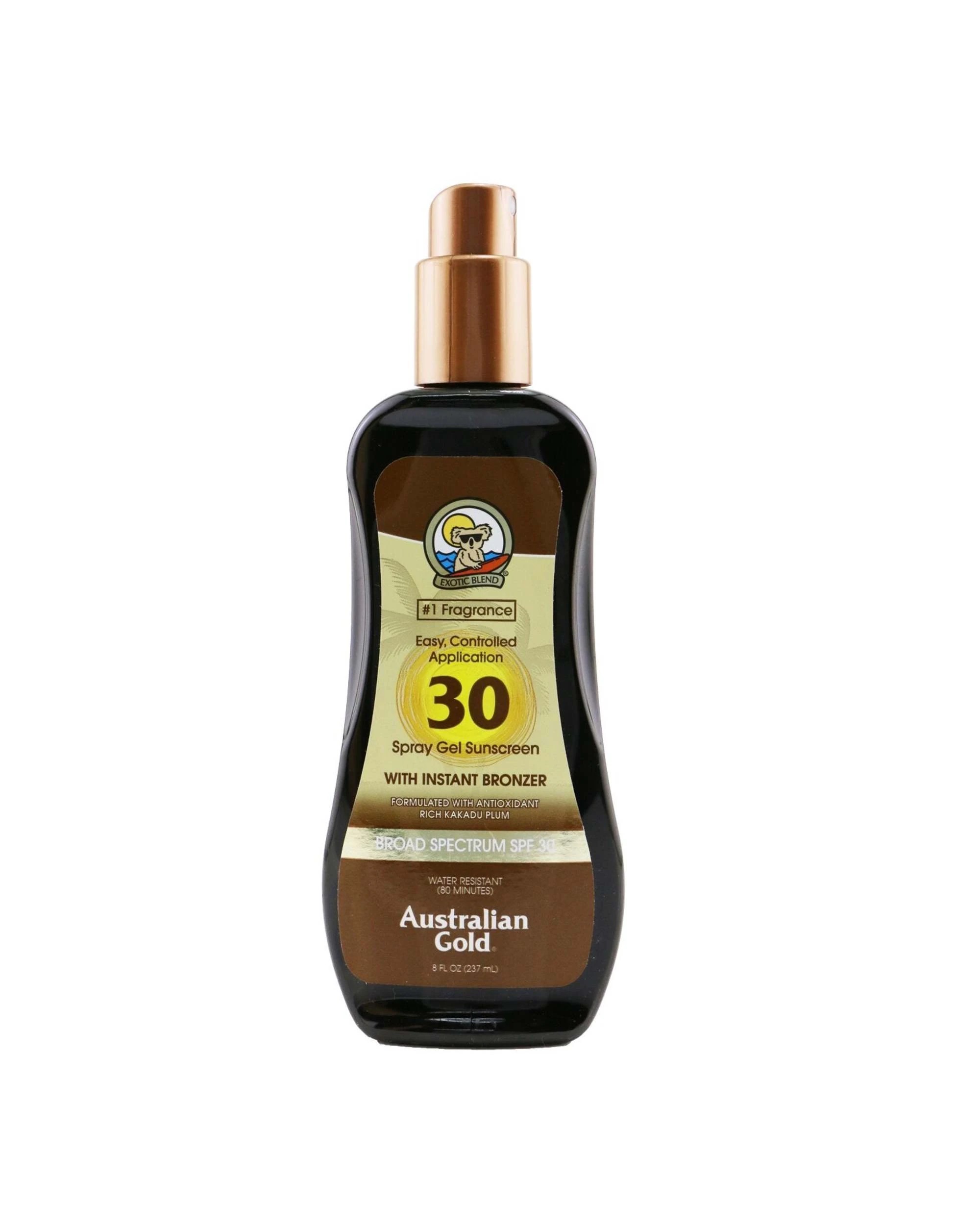 1 Australian Gold Spray Gel Sunscreen SPF 30 with Instant Bronzer  237ml/8oz, 1 of 3