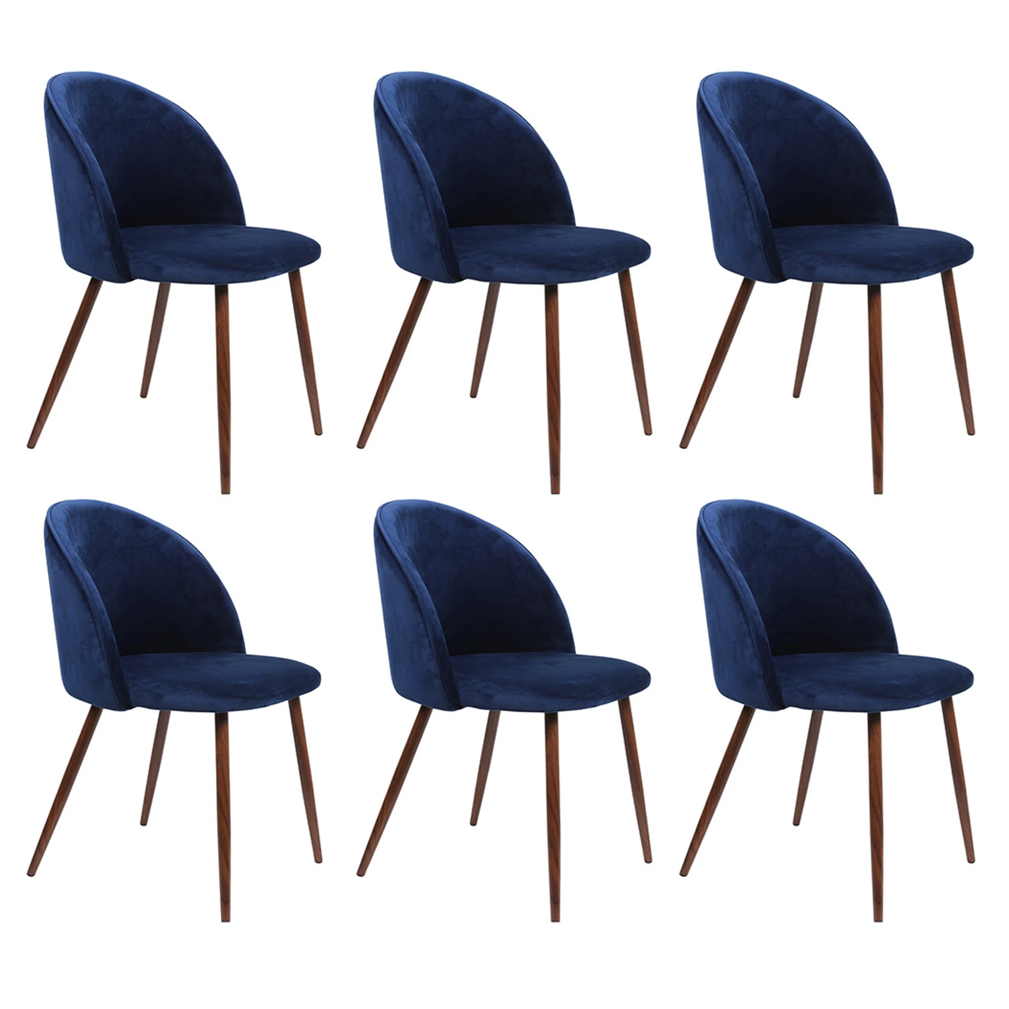 1 Levede 1 Set Of 6 Velvet Dining Chairs - Navy, 1 of 7