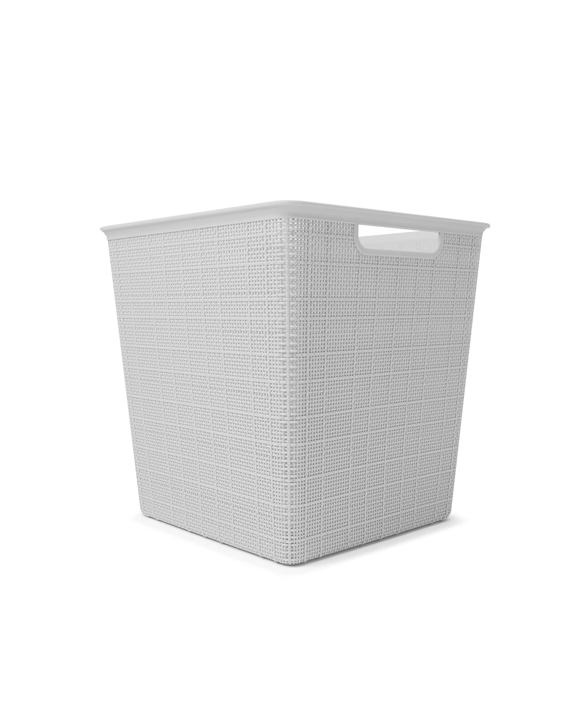 15.5L Square Linen Weave Basket - Grey