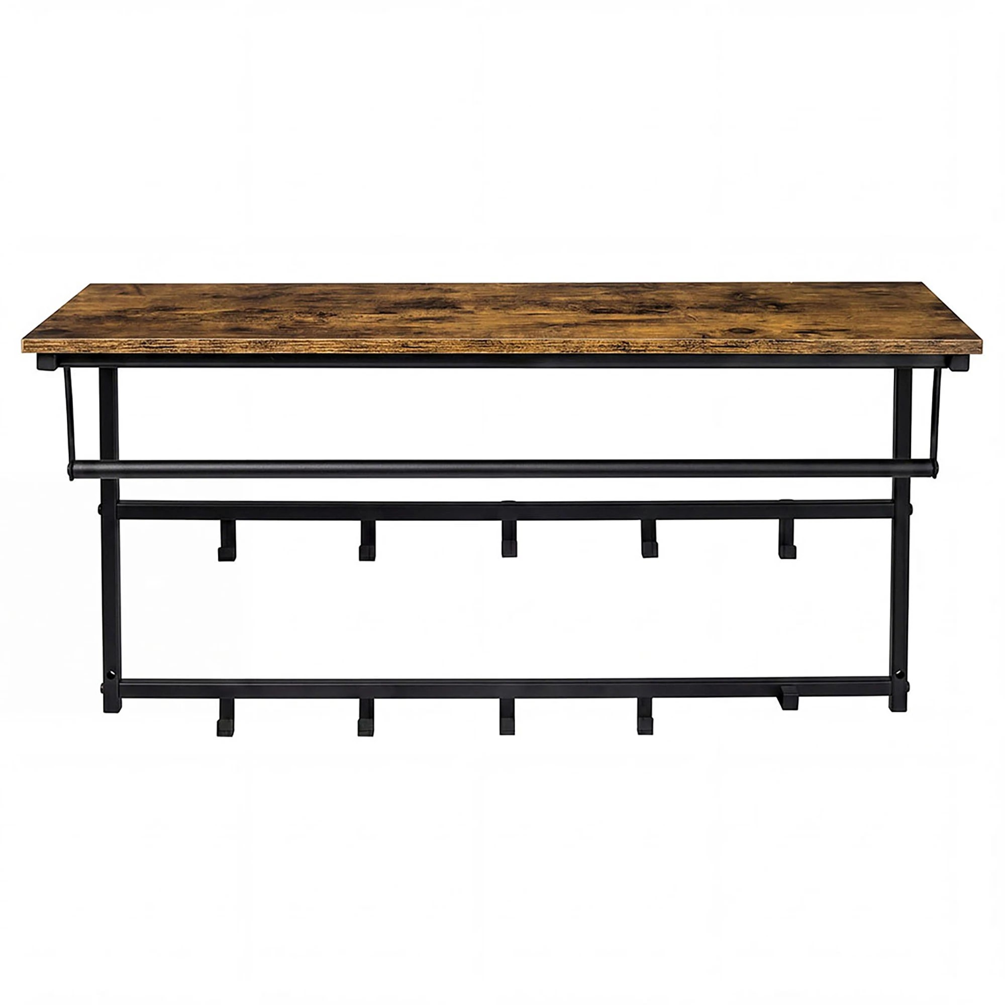 2 Levede Floating Shelves 10kg Wall Shelf Hooks Coat Rack Metal - Black - Black, 2 of 8