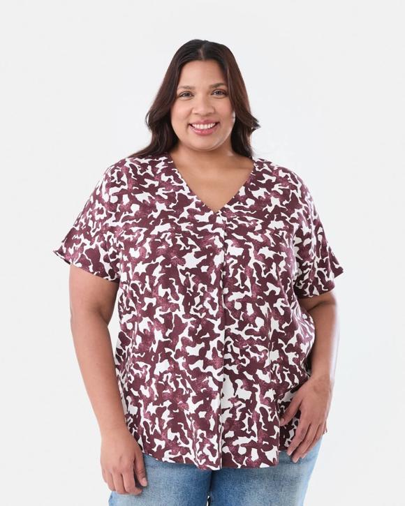 Curve Short Sleeve Woven Top