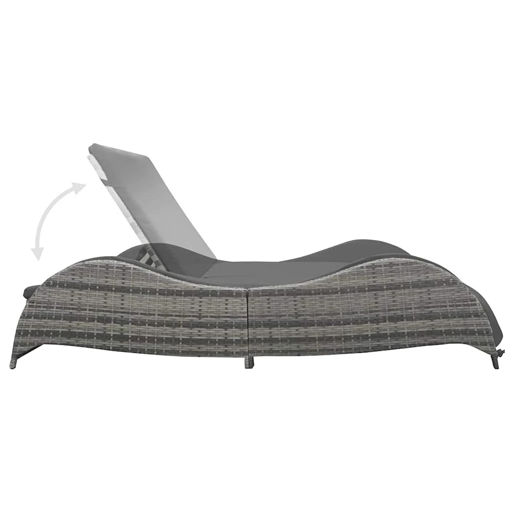 4 vidaXL sun lounger Adjustable Headrests - Grey, 4 of 5