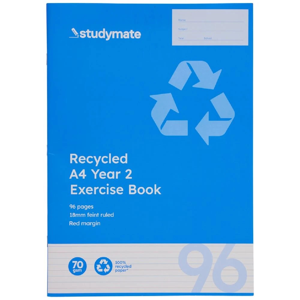 3 Studymate A4 18mm Exercise Book Year 2 QLD 96 Page Recycled, 3 of 3